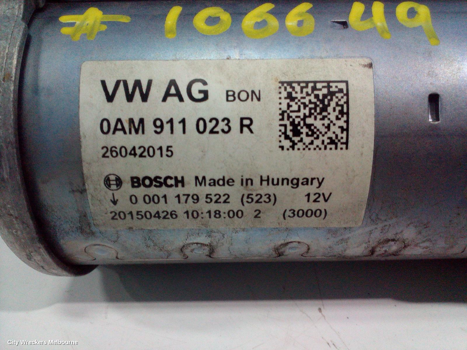 AUDI A3 STARTER, PETROL, 1.4/1.8, BOSCH, 8V, 05/2013 - 10/2020