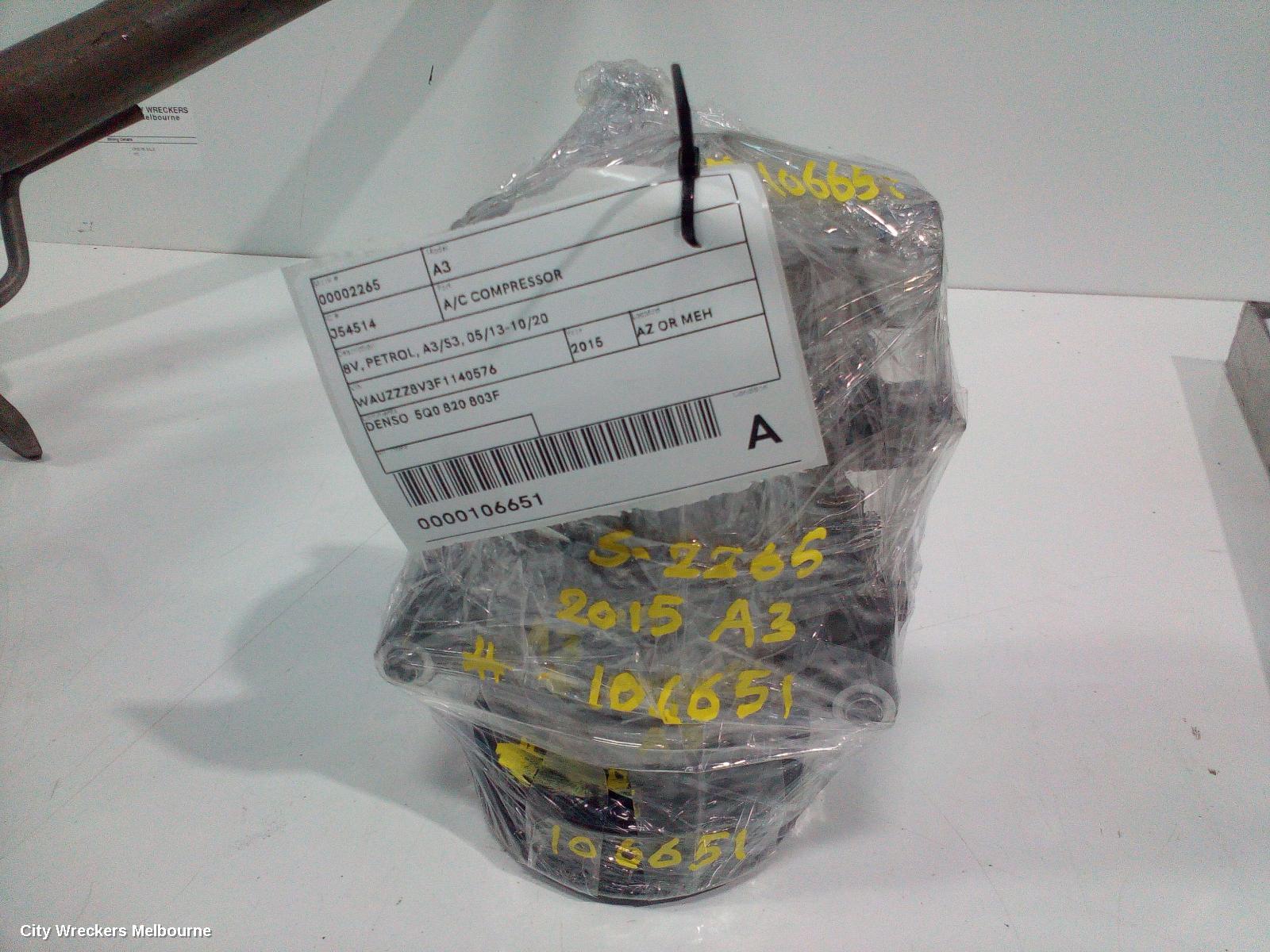 AUDI A3 A/C COMPRESSOR, 8V, PETROL, A3/S3, 05/2013 - 10/2020