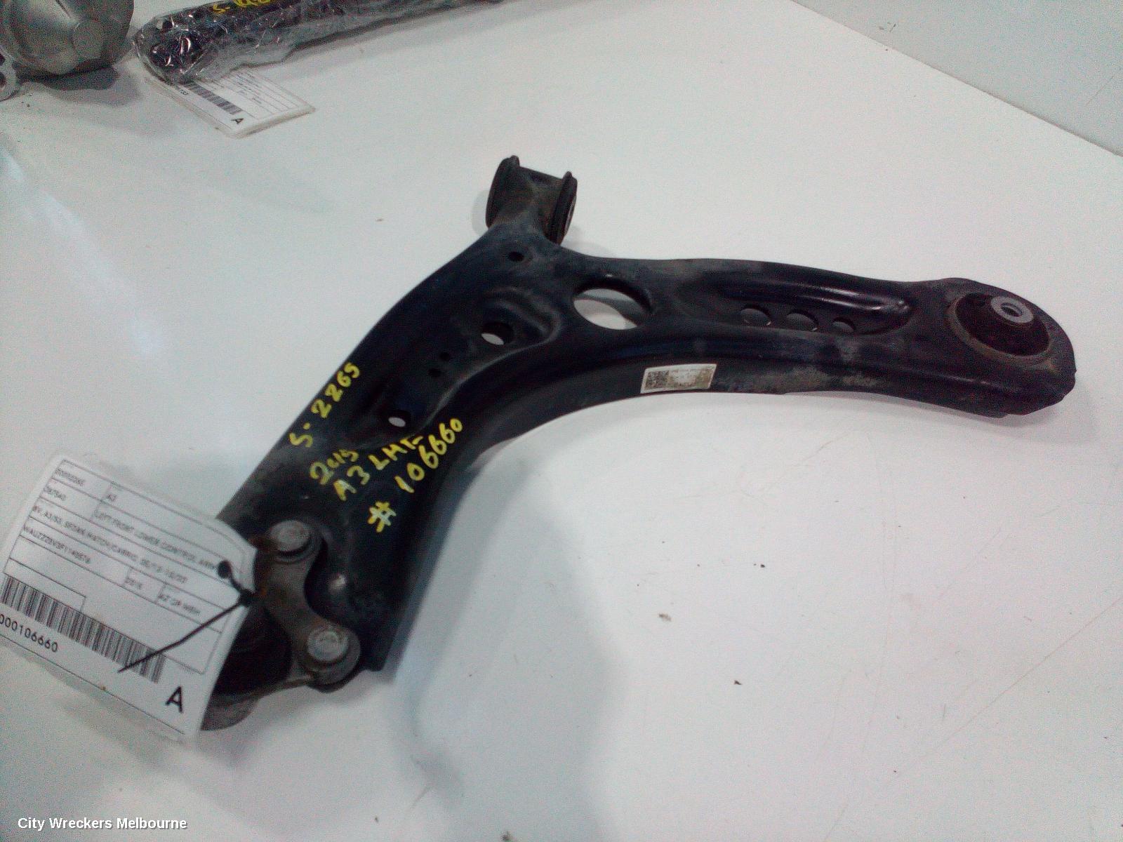 AUDI A3 LEFT FRONT LOWER CONTROL ARM, 8V, A3/S3, SEDAN/HATCH/CABRIO, 05/2013 - 10/2020