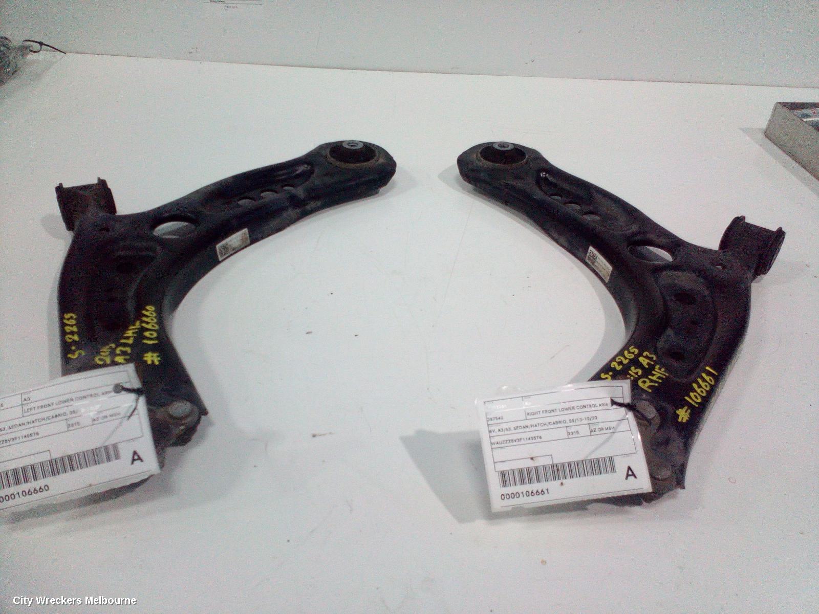 AUDI A3 RIGHT FRONT LOWER CONTROL ARM, 8V, A3/S3, SEDAN/HATCH/CABRIO, 05/2013 - 10/2020