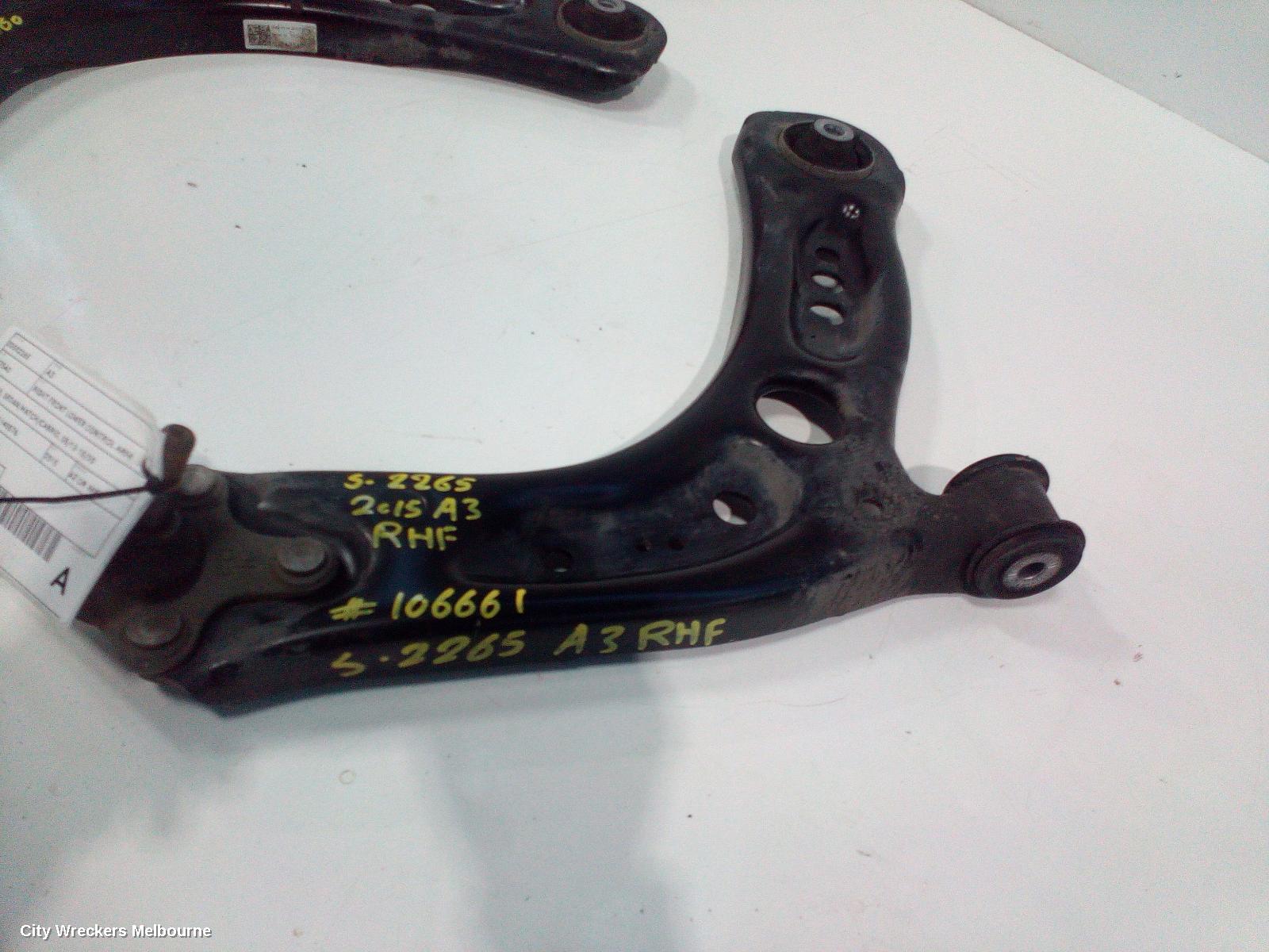 AUDI A3 RIGHT FRONT LOWER CONTROL ARM, 8V, A3/S3, SEDAN/HATCH/CABRIO, 05/2013 - 10/2020