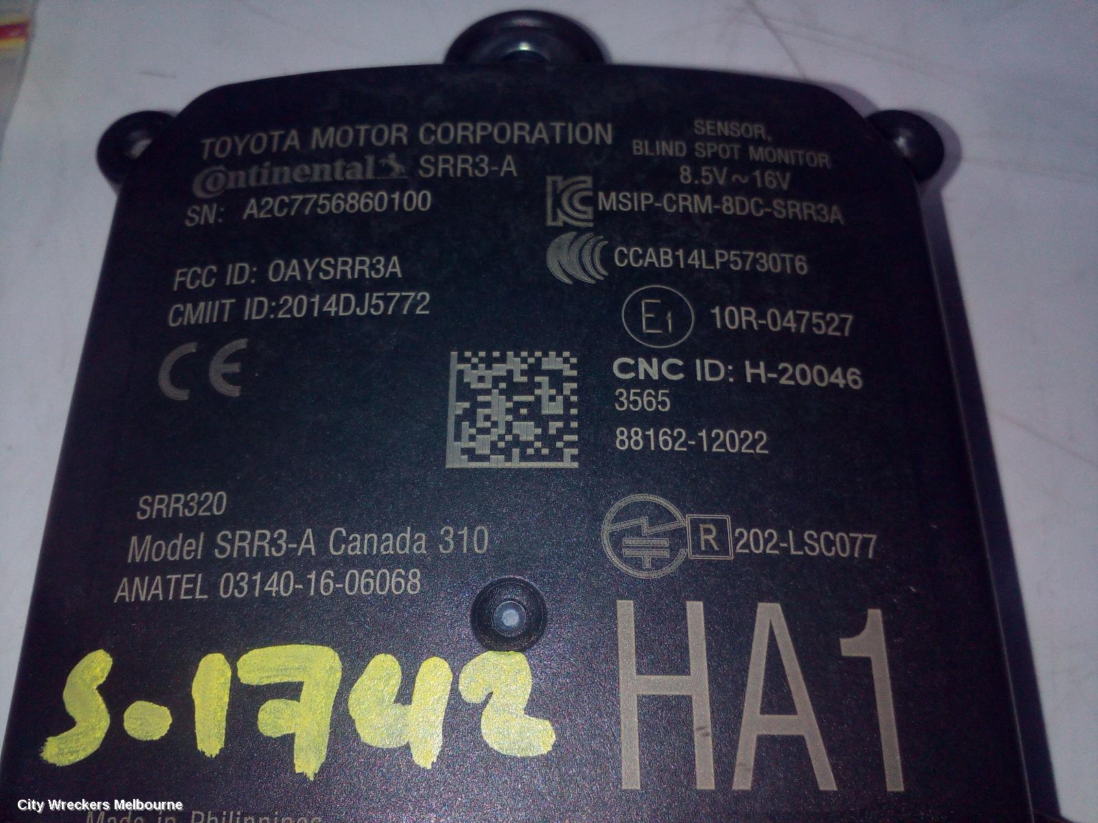 TOYOTA COROLLA, E210, 07/2018 ONWARDS, LHR BLIND SPOT MONITOR SENSOR MODULE  A2C7756860100: 106690