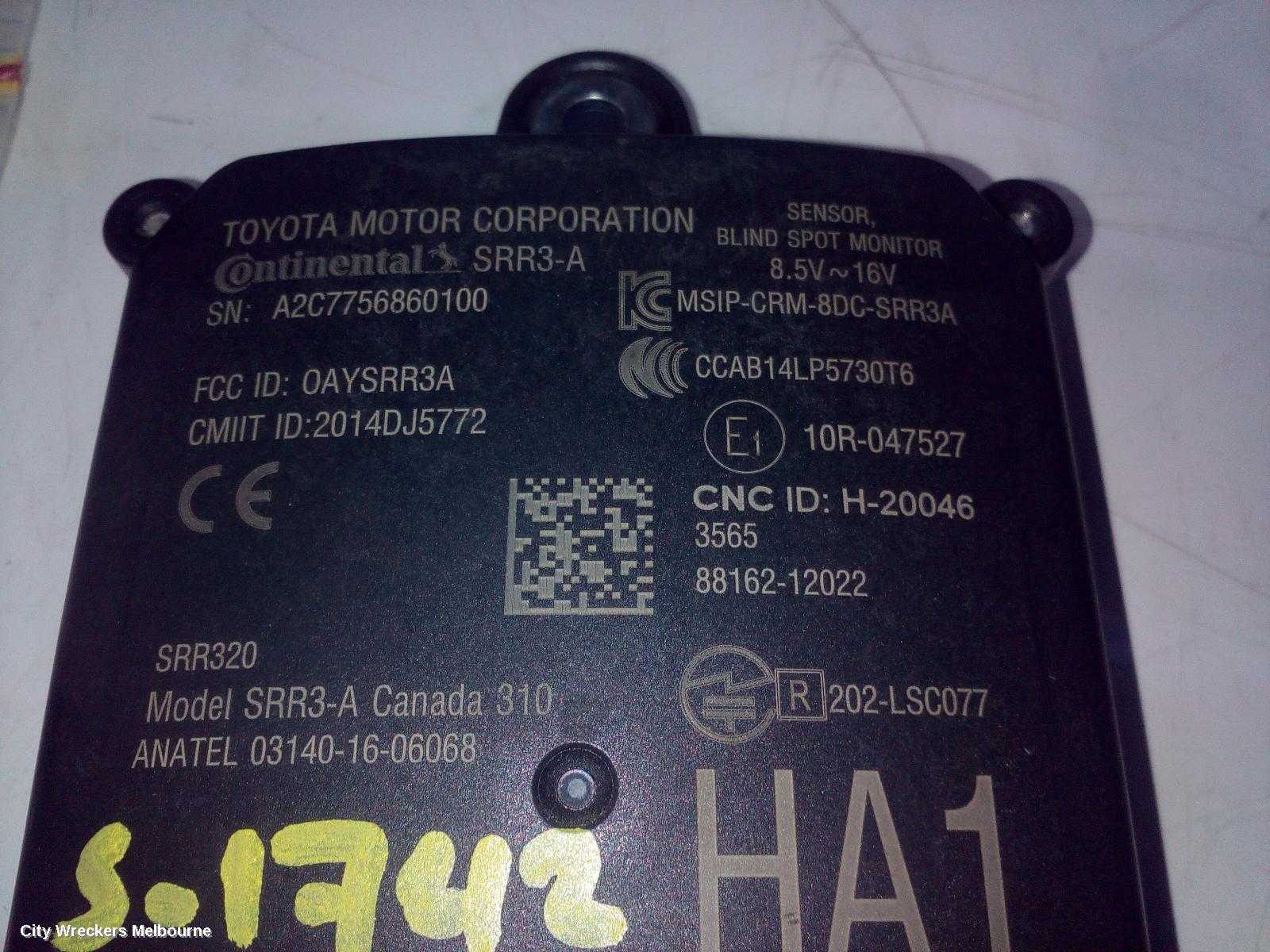 TOYOTA COROLLA, E210, 07/2018 ONWARDS, LHR BLIND SPOT MONITOR SENSOR MODULE  A2C7756860100: 106690