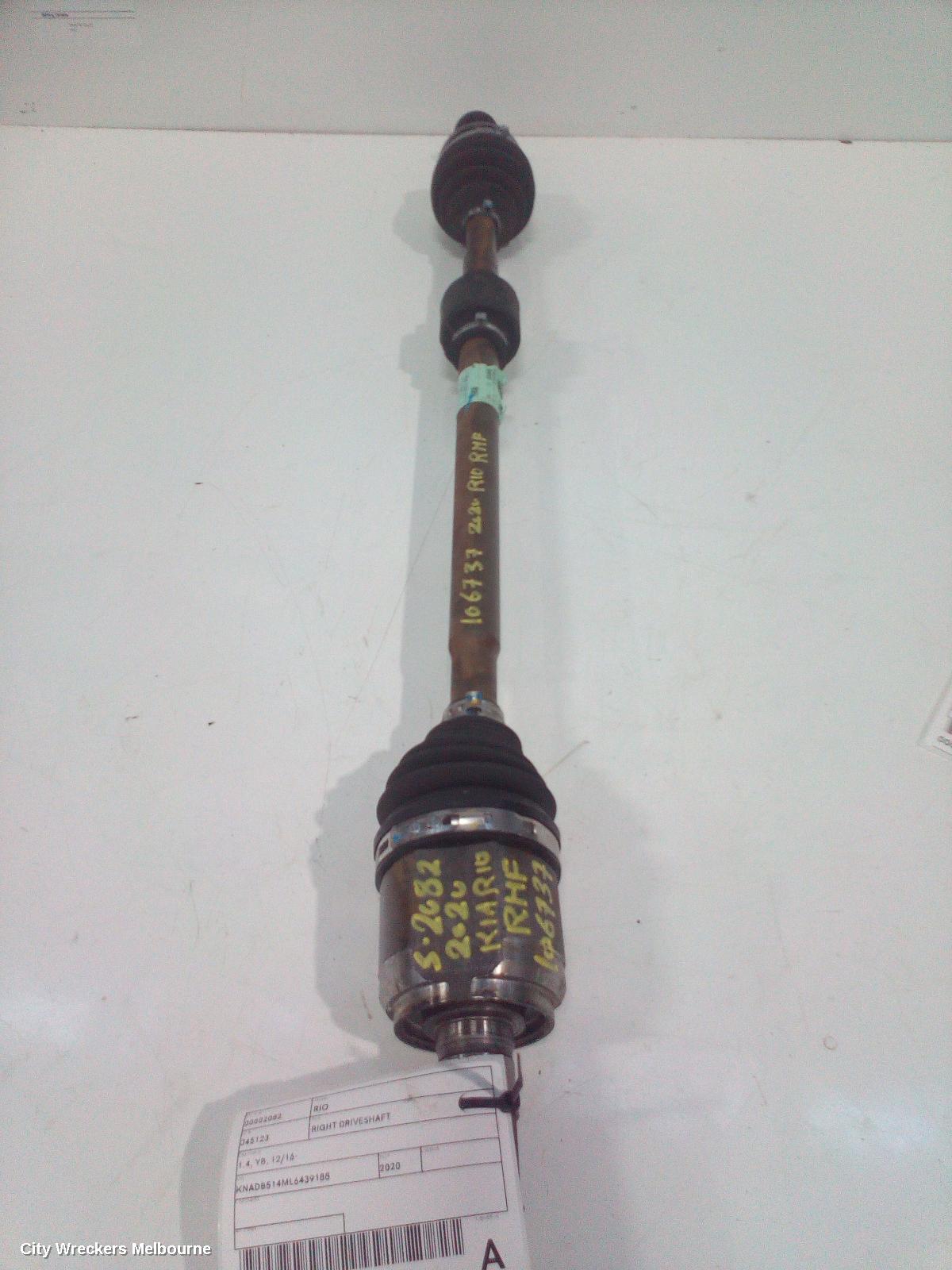 KIA RIO RIGHT DRIVESHAFT, 1.4, YB, 12/2016 ONWARDS