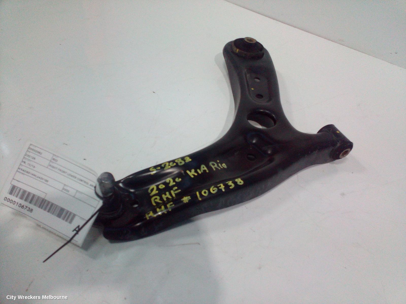 KIA RIO RIGHT FRONT LOWER CONTROL ARM, YB, 12/2016 - 06/2023