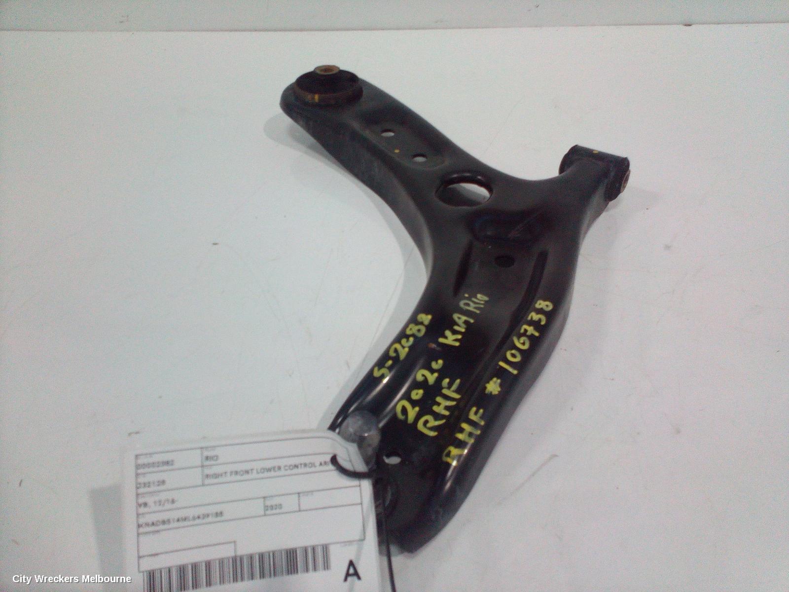 KIA RIO RIGHT FRONT LOWER CONTROL ARM, YB, 12/2016 - 06/2023