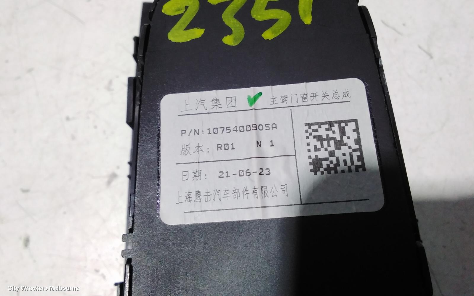 MG HS PWR DR WIND SWITCH, RH FRONT (MASTER SWITCH), W/ POWER FOLD TYPE, SAS23, 09/2019 ONWARDS