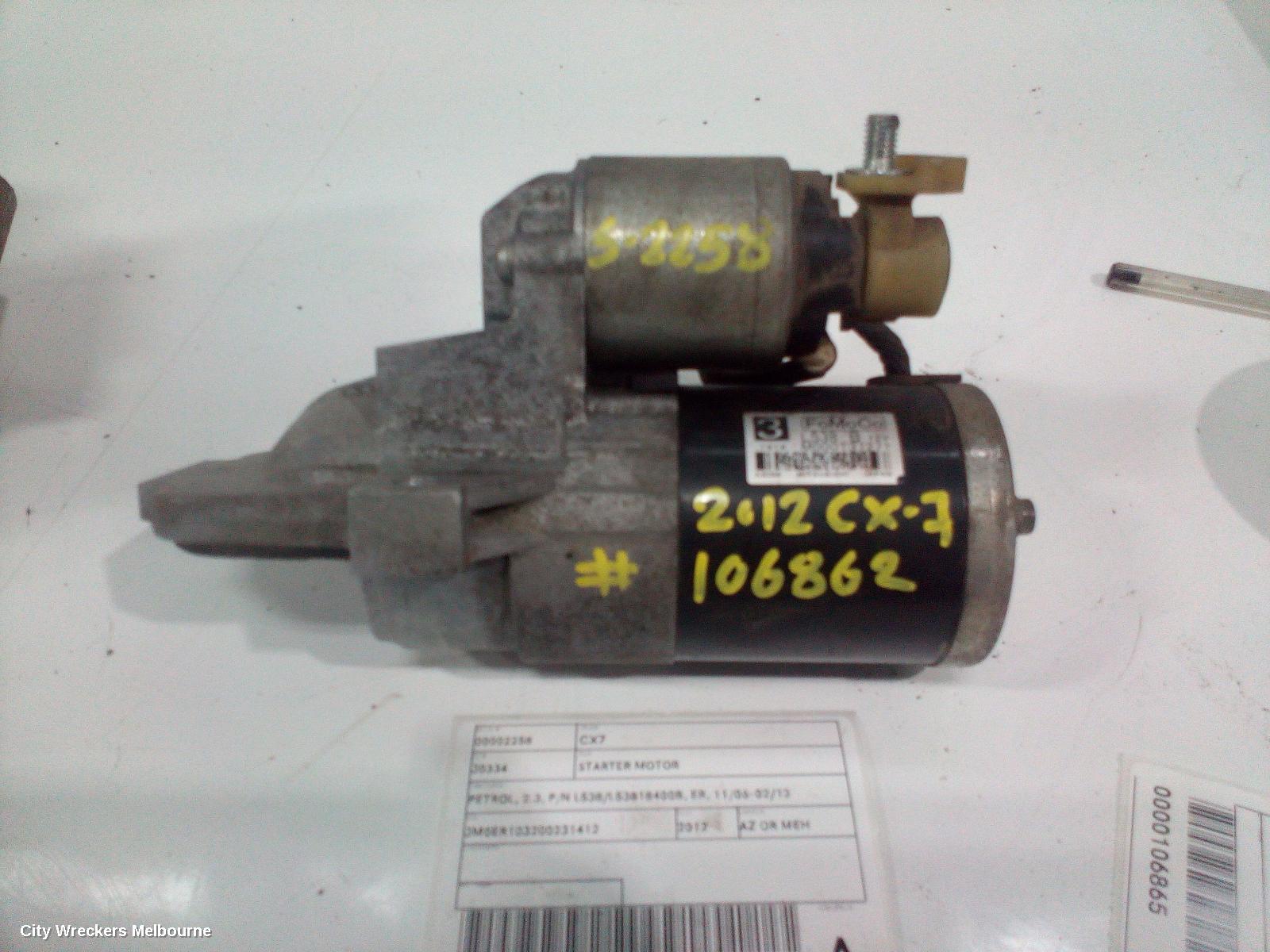 MAZDA CX7 STARTER, PETROL, 2.3, P/N L538/L53818400B, ER, 11/2006 - 02/2012