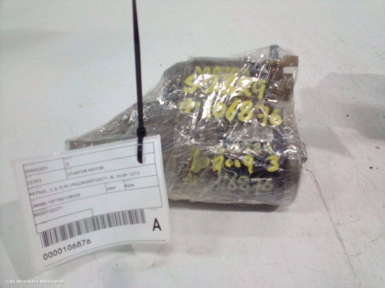 MAZDA 3 STARTER, PETROL, 2.0, P/N LF8J/M000T33271, BL, 04/2009 - 10/2013