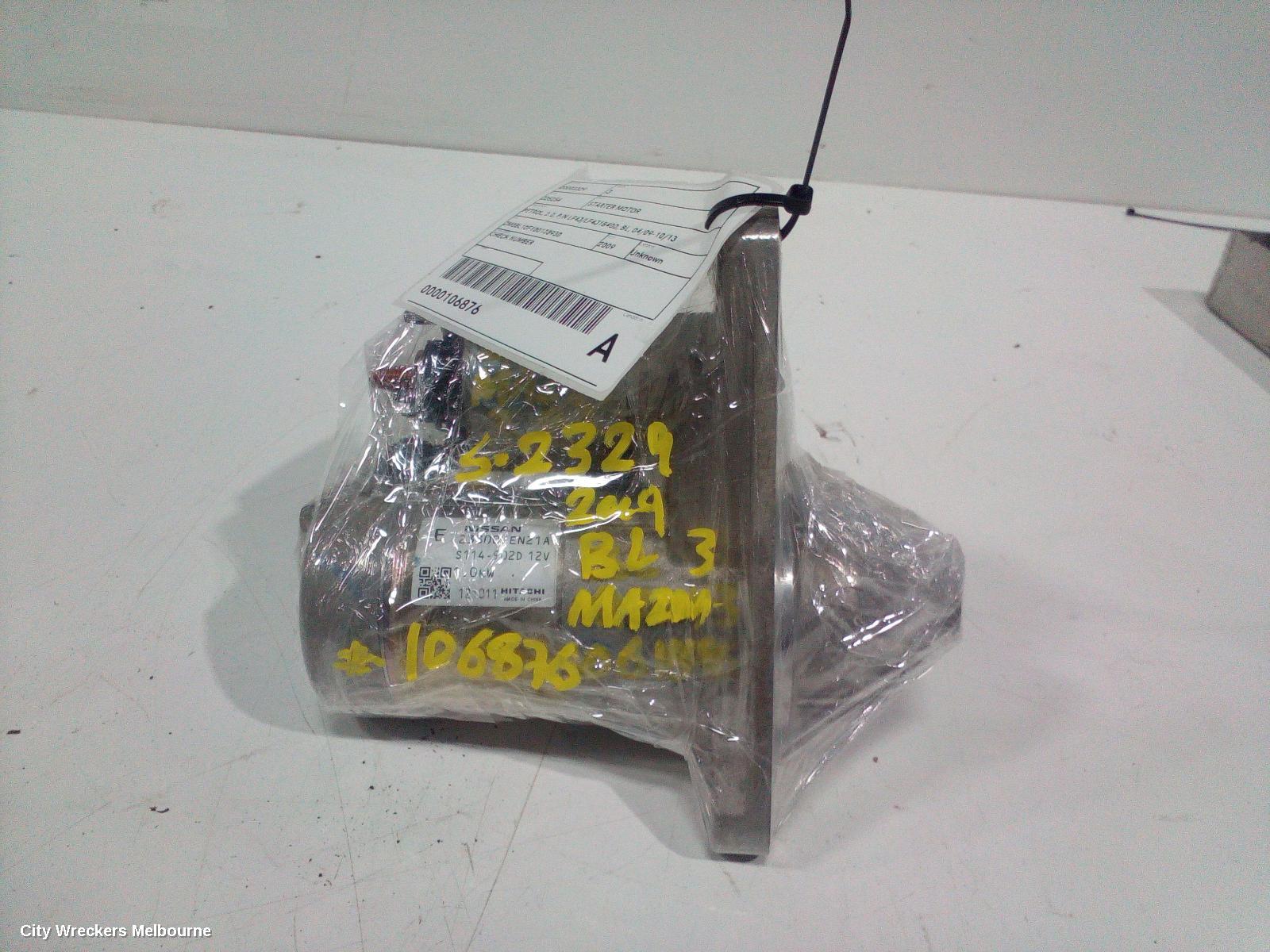 MAZDA 3 STARTER, PETROL, 2.0, P/N LF8J/M000T33271, BL, 04/2009 - 10/2013