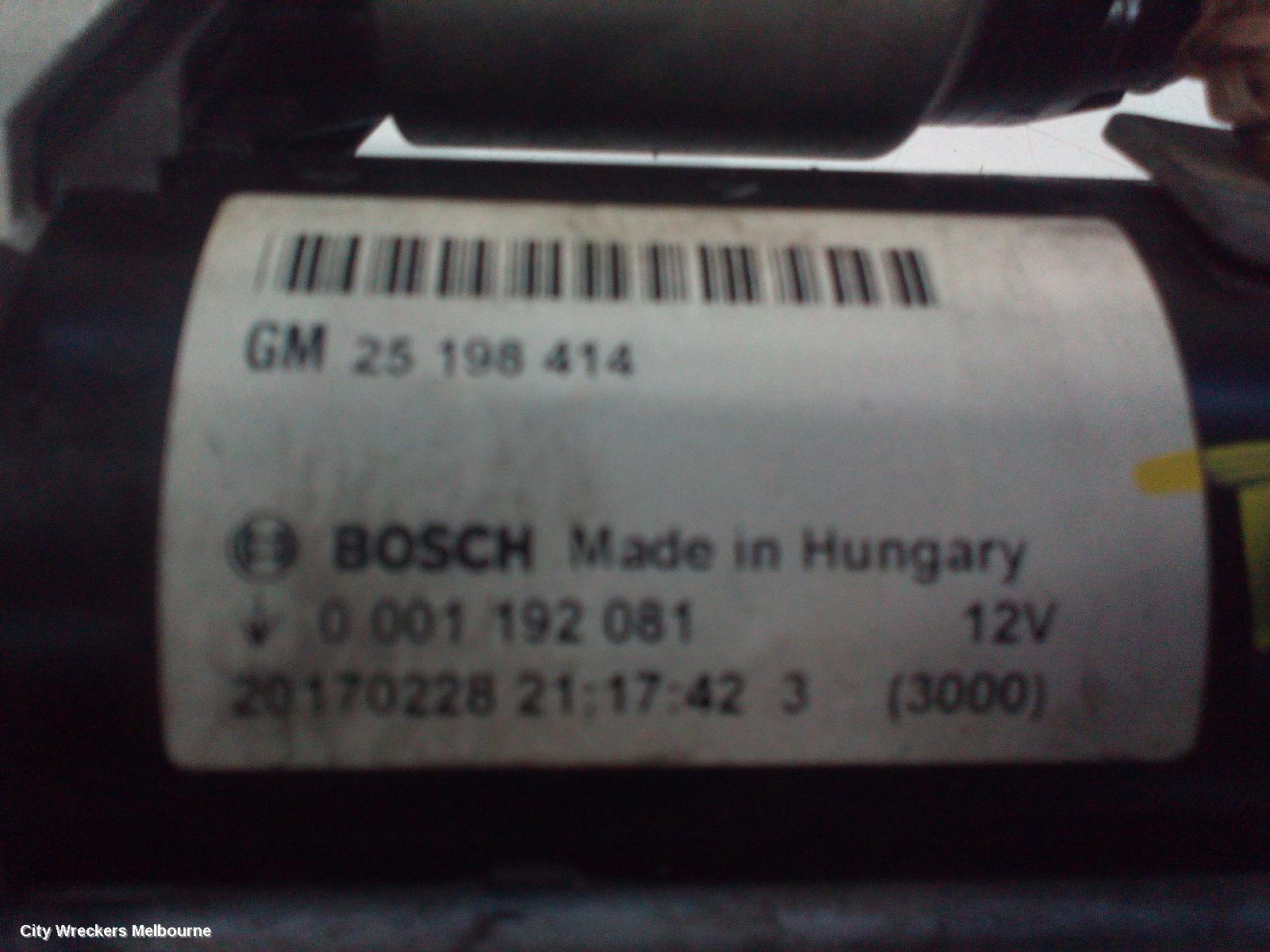 HOLDEN TRAX STARTER, PETROL, 1.4, AUTO T/M, TJ SERIES, 08/2014 - 12/2020