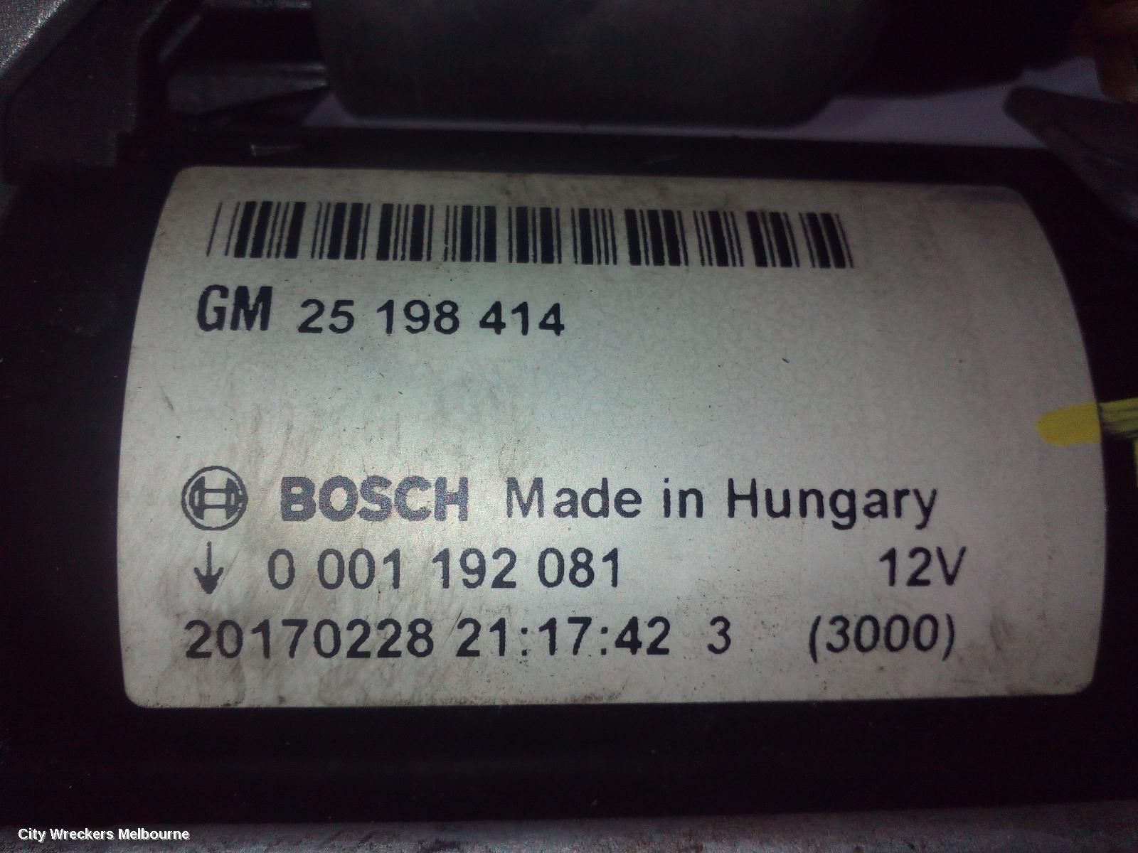 HOLDEN TRAX STARTER, PETROL, 1.4, AUTO T/M, TJ SERIES, 08/2014 - 12/2020