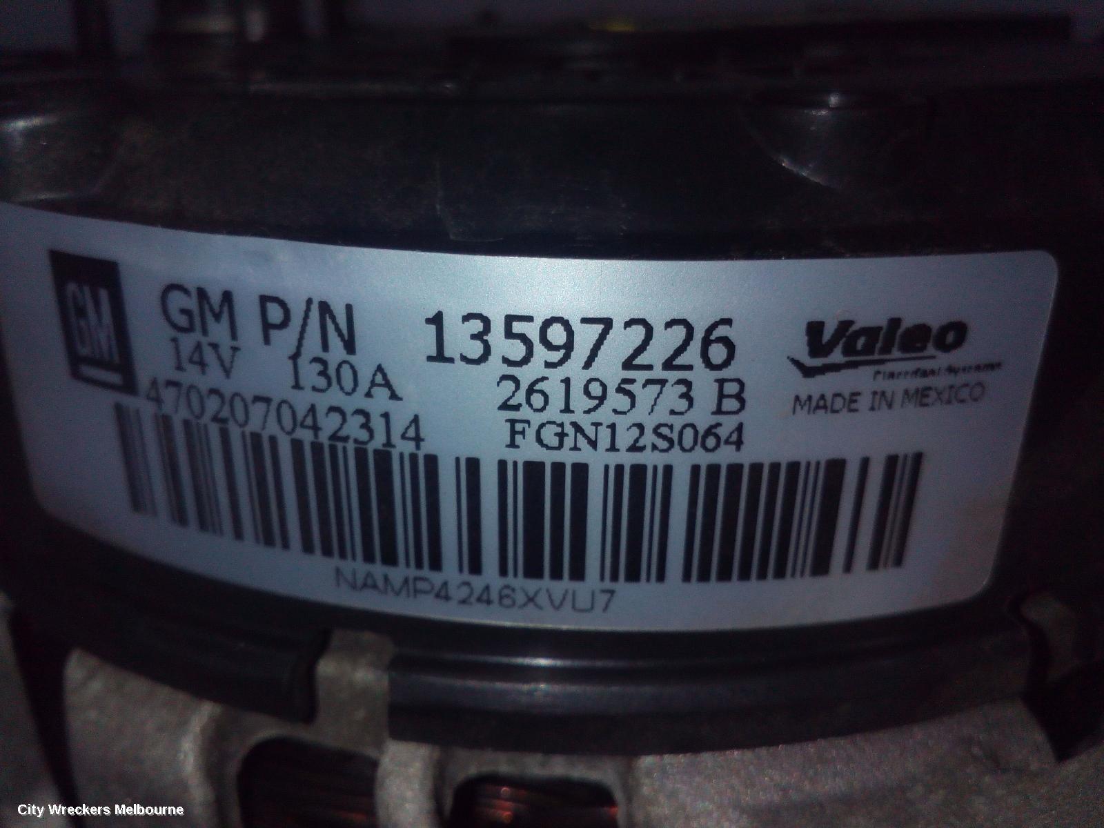 HOLDEN TRAX ALTERNATOR, PETROL, 1.4, AUTO T/M, TJ SERIES, 08/2014 - 12/2020