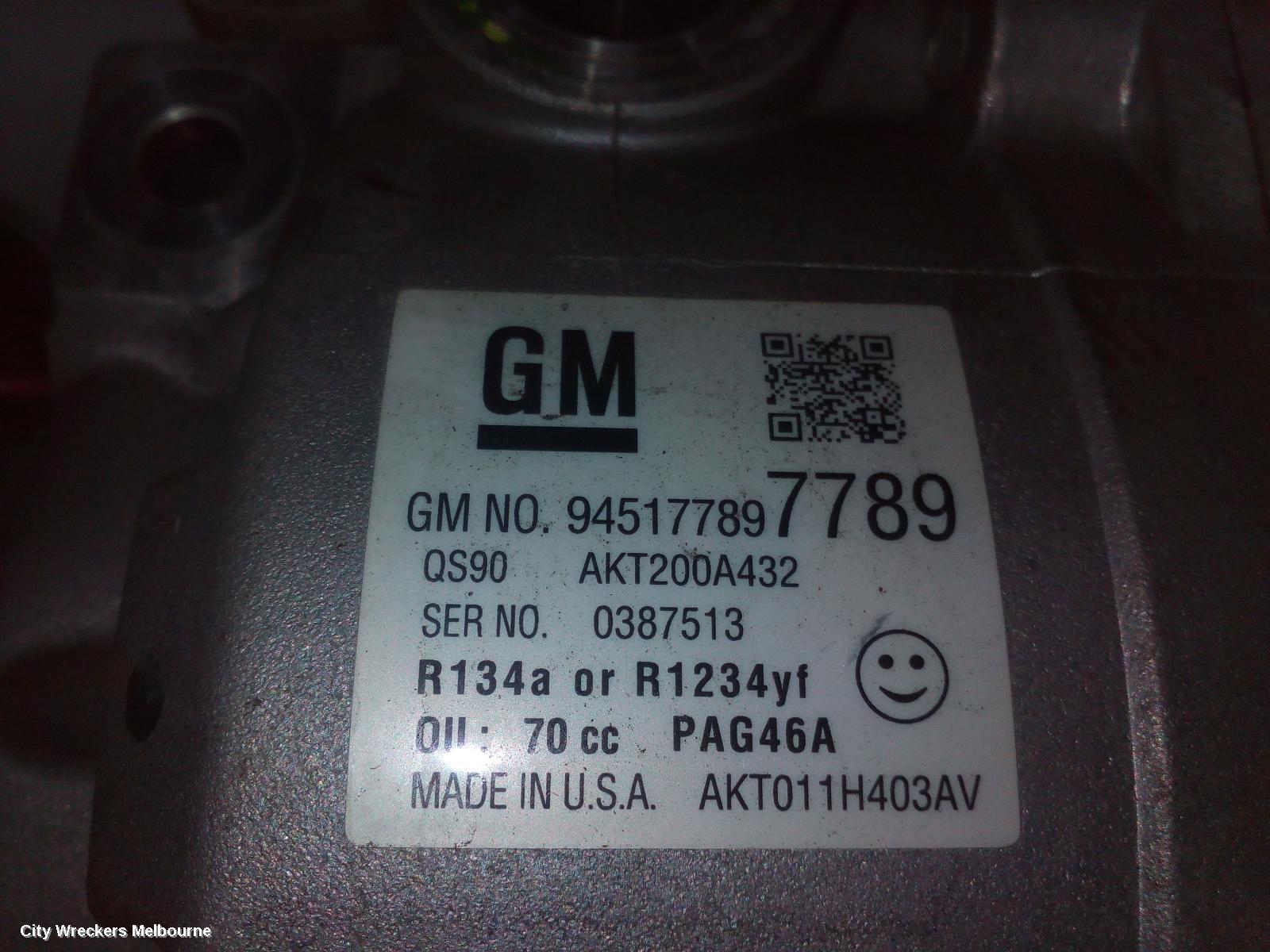 HOLDEN TRAX A/C COMPRESSOR, TJ SERIES, 1.4, PETROL, QS90 TYPE, 08/2014 - 12/2020