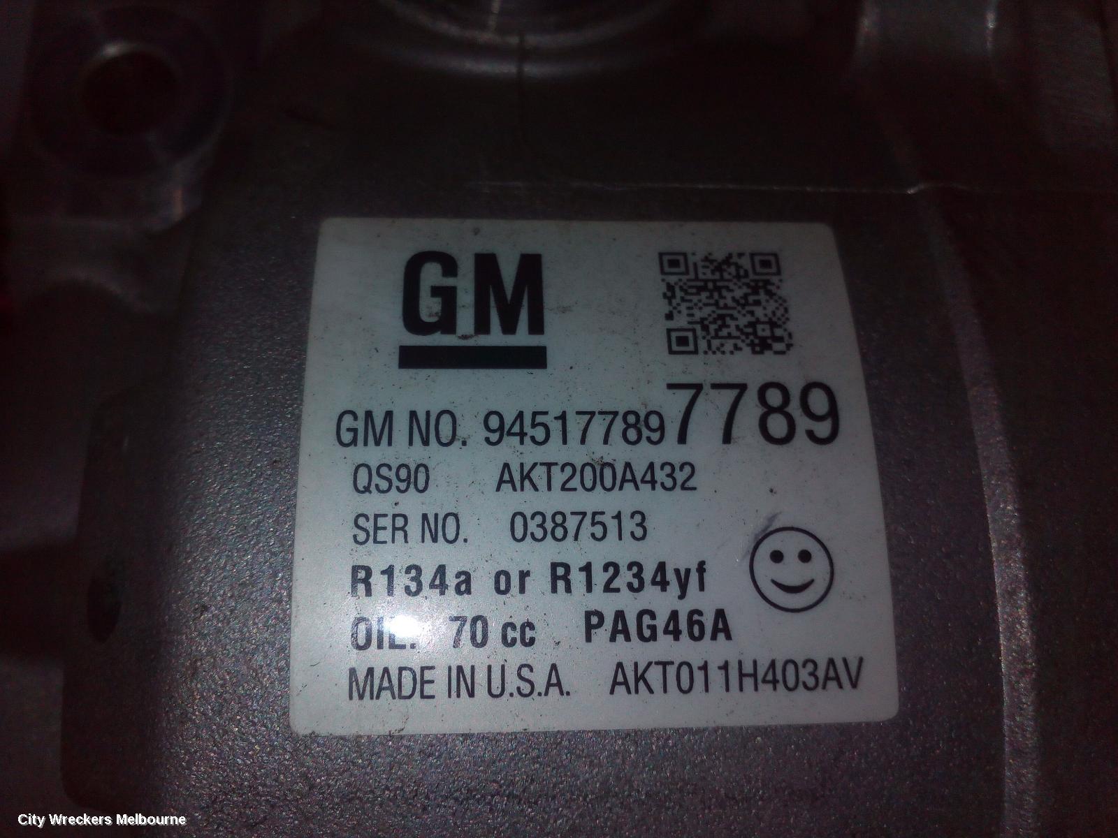 HOLDEN TRAX A/C COMPRESSOR, TJ SERIES, 1.4, PETROL, QS90 TYPE, 08/2014 - 12/2020