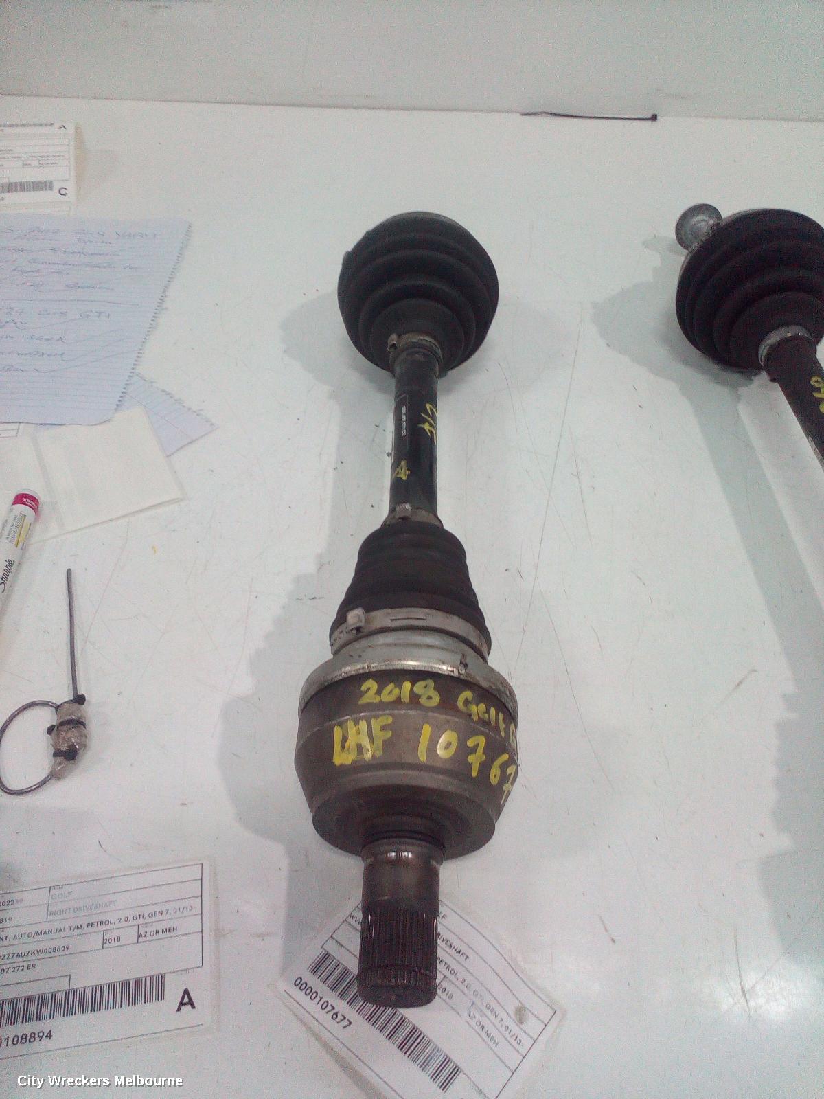 VOLKSWAGEN GOLF LEFT DRIVESHAFT, FRONT, AUTO/MANUAL T/M, PETROL, 2.0, GTI, GEN 7, 01/2013 - 08/2020