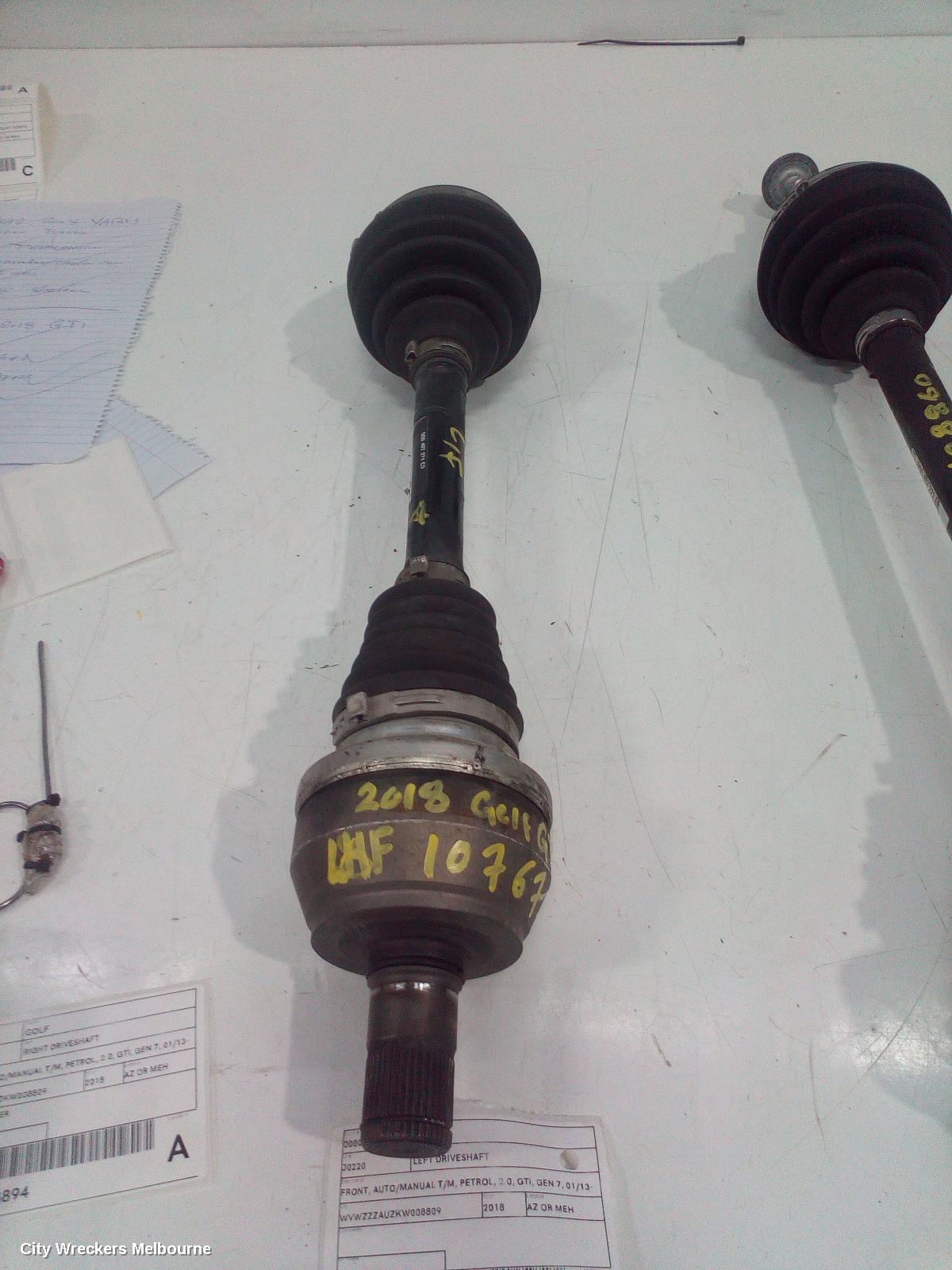 VOLKSWAGEN GOLF LEFT DRIVESHAFT, FRONT, AUTO/MANUAL T/M, PETROL, 2.0, GTI, GEN 7, 01/2013 - 08/2020