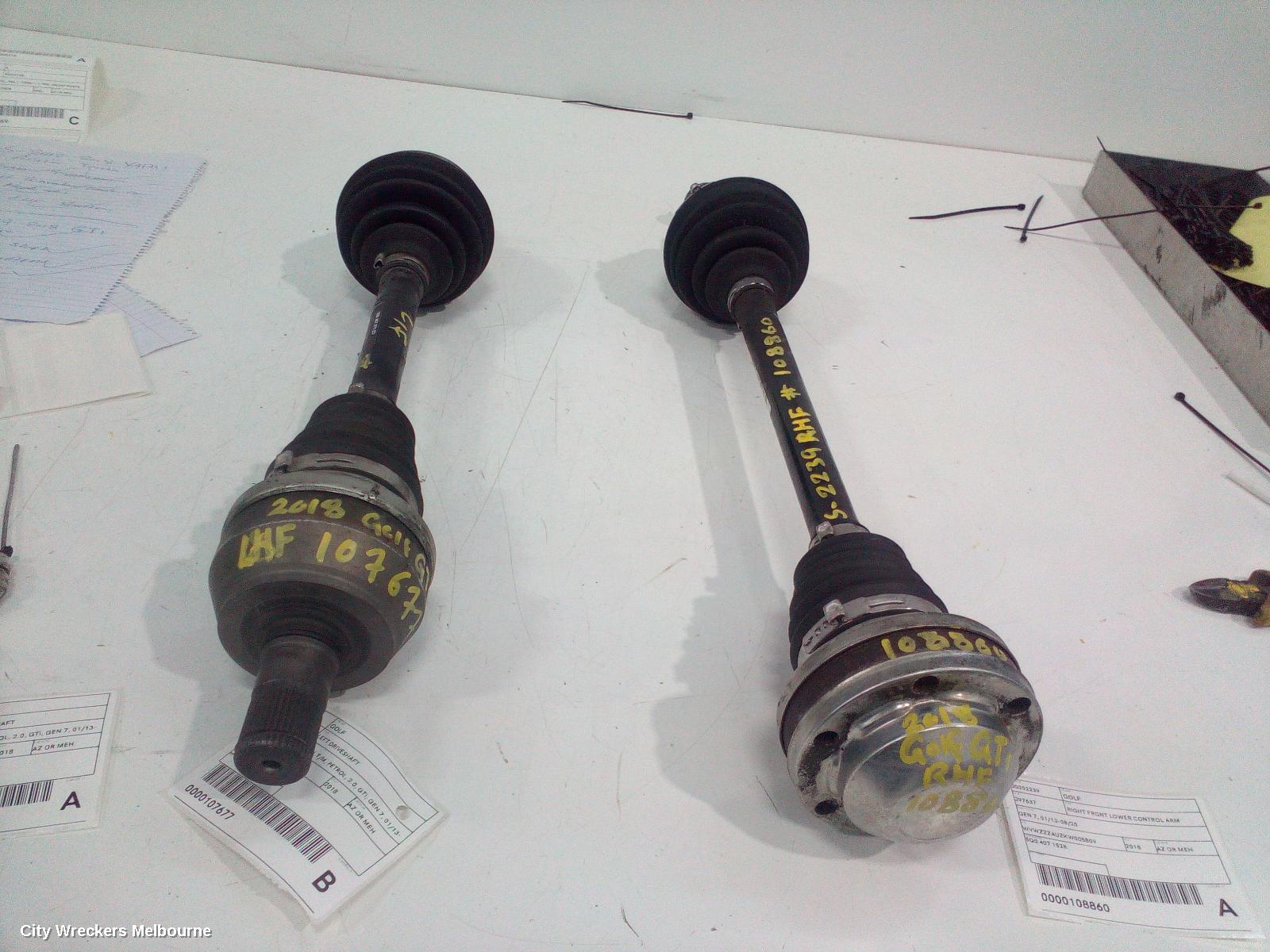VOLKSWAGEN GOLF LEFT DRIVESHAFT, FRONT, AUTO/MANUAL T/M, PETROL, 2.0, GTI, GEN 7, 01/2013 - 08/2020