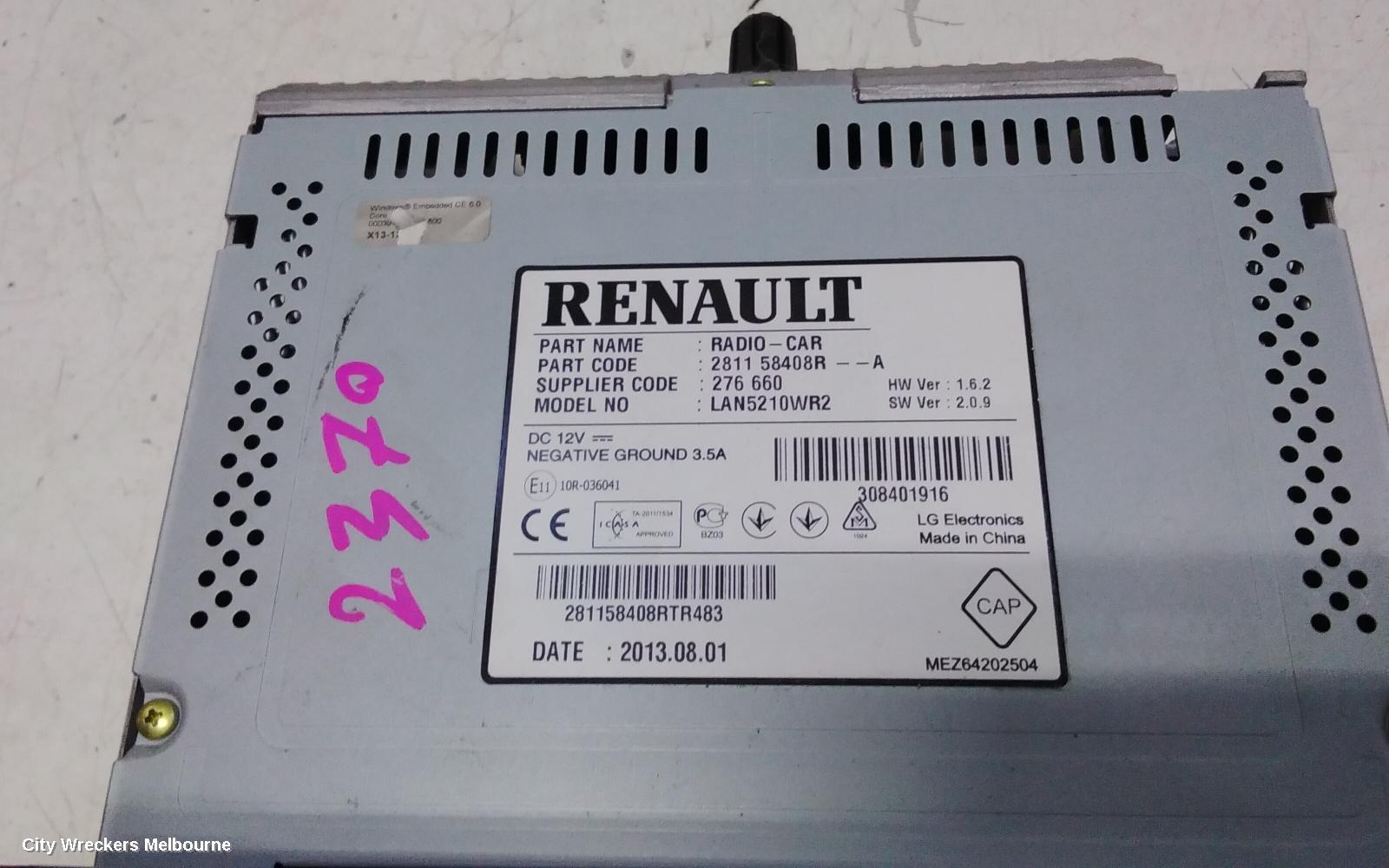 RENAULT CLIO RADIO/CD/DVD/SAT/TV, MEDIA NAV (NAV0G1), X98, 09/2013 - 10/2019