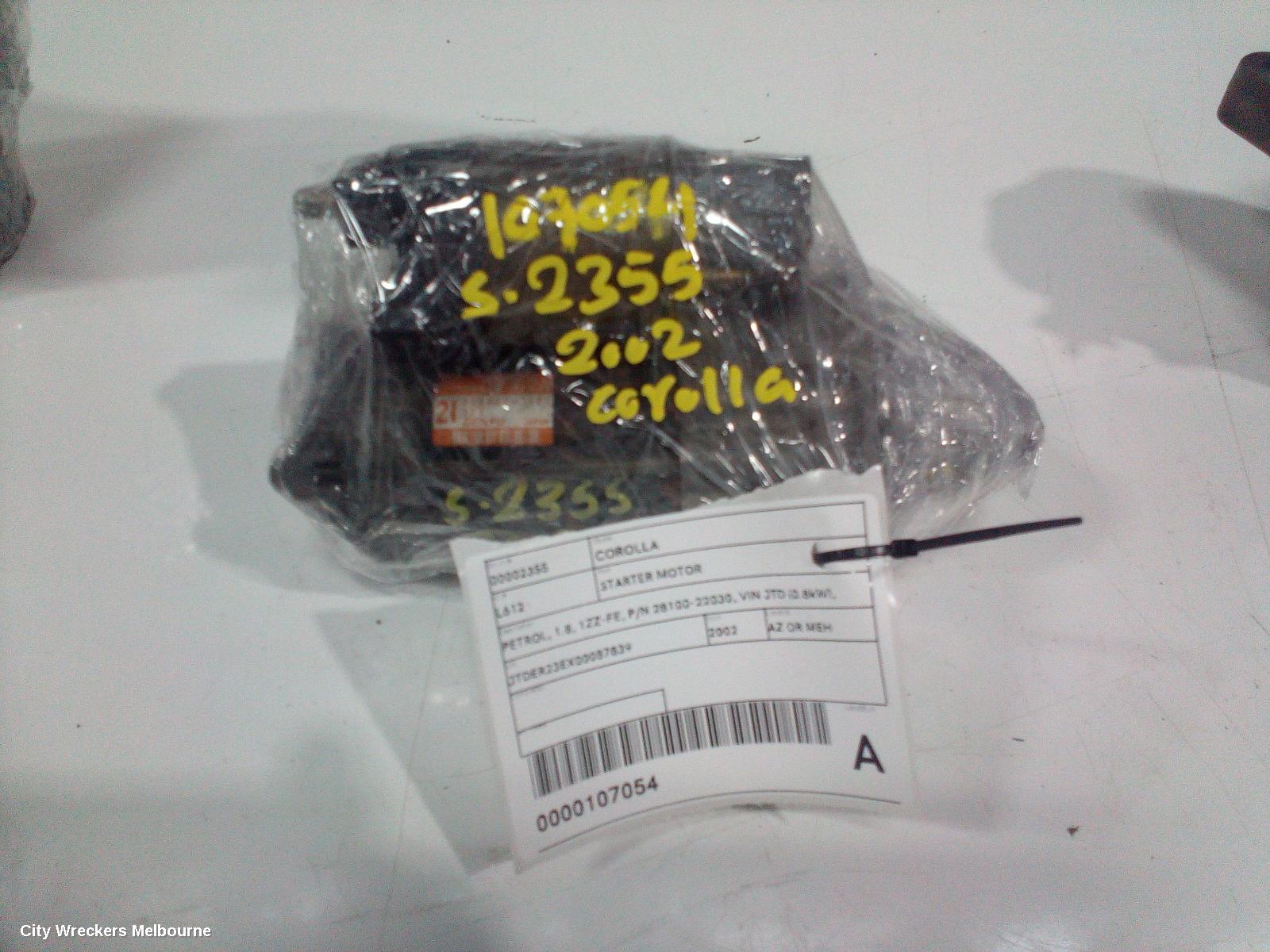 TOYOTA COROLLA STARTER, PETROL, 1.8, 1ZZ-FE, P/N 28100-22030, VIN JTD (0.8KW), JAPAN BUILT, ZZE122, 12/2001 - 04/2007