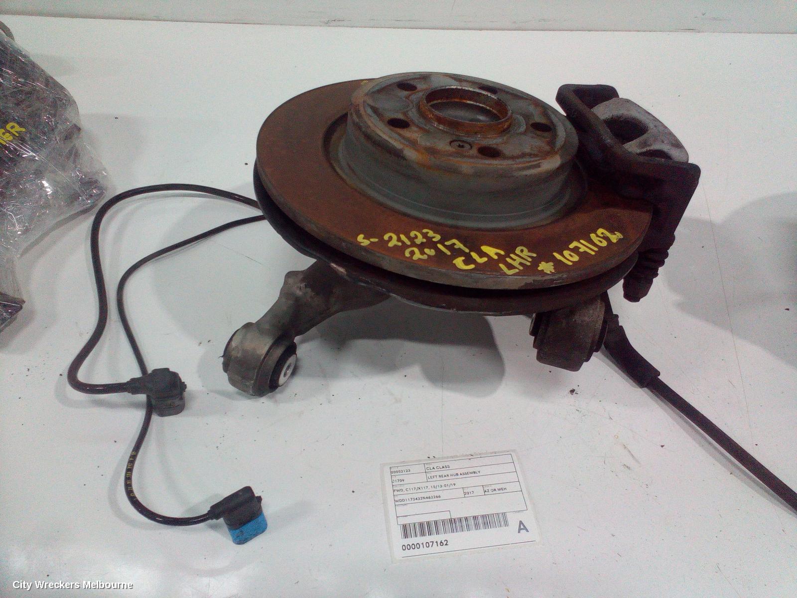 MERCEDES CLA CLASS LEFT REAR HUB ASSEMBLY, FWD, C117/X117, 10/2013 - 01/2019