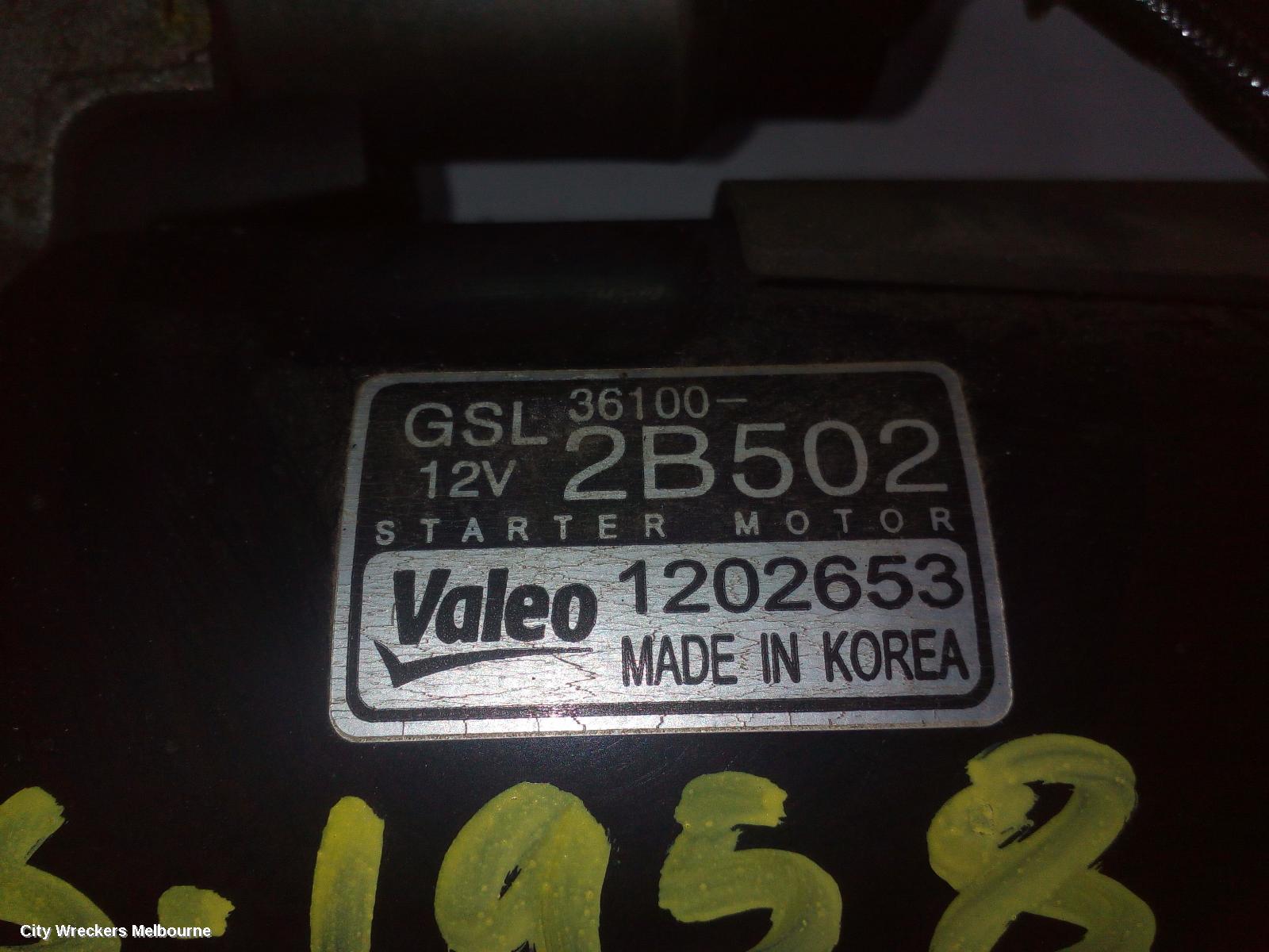 HYUNDAI VELOSTER STARTER, 1.6, G4FJ, TURBO, AUTO/MANUAL T/M, 07/2012 - 02/2018