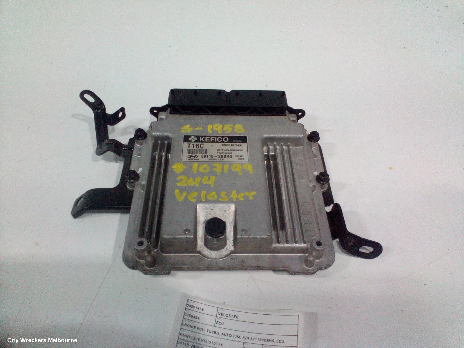 HYUNDAI VELOSTER ECU, ENGINE ECU, TURBO, AUTO T/M, P/N 391182BBH5, ECU ONLY, FS, 07/2012 - 09/2014