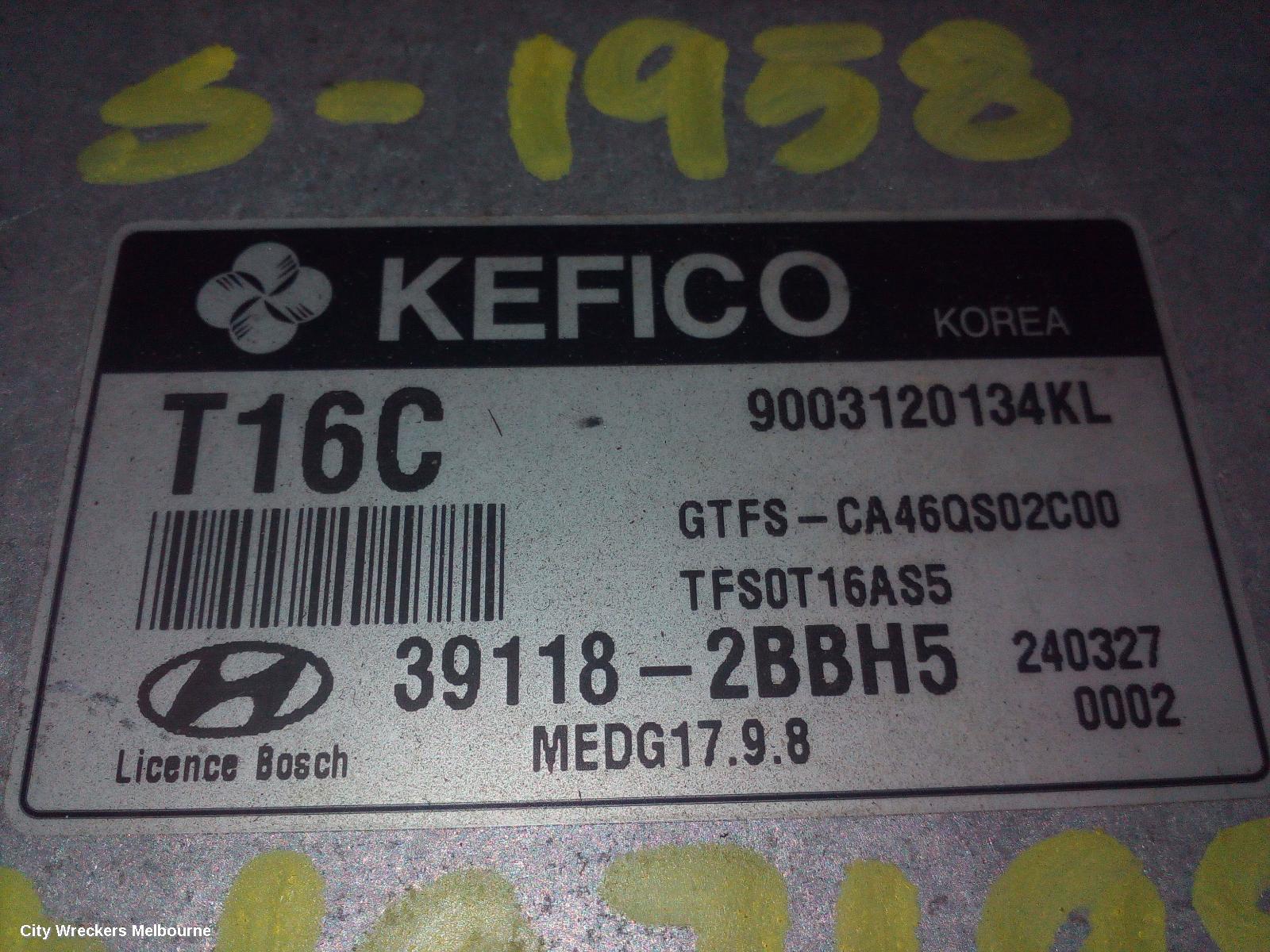 HYUNDAI VELOSTER ECU, ENGINE ECU, TURBO, AUTO T/M, P/N 391182BBH5, ECU ONLY, FS, 07/2012 - 09/2014