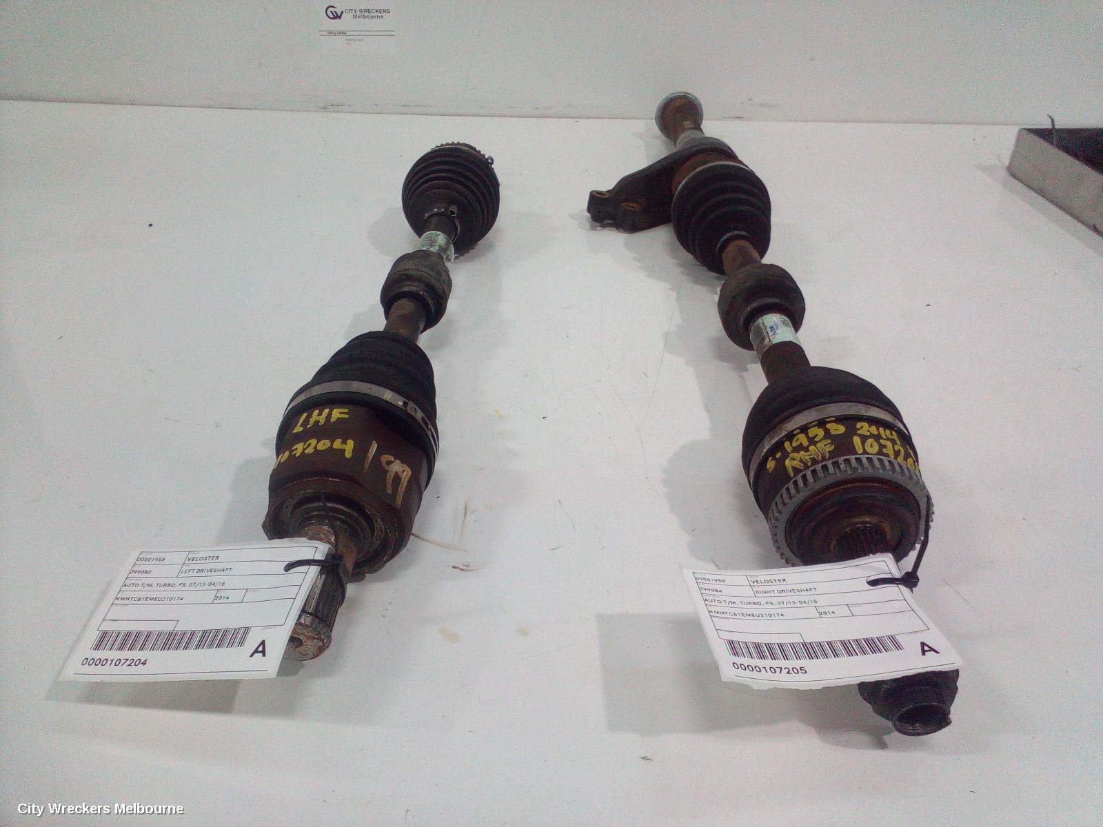 HYUNDAI VELOSTER LEFT DRIVESHAFT, AUTO T/M, TURBO, FS, 07/2012 - 04/2015