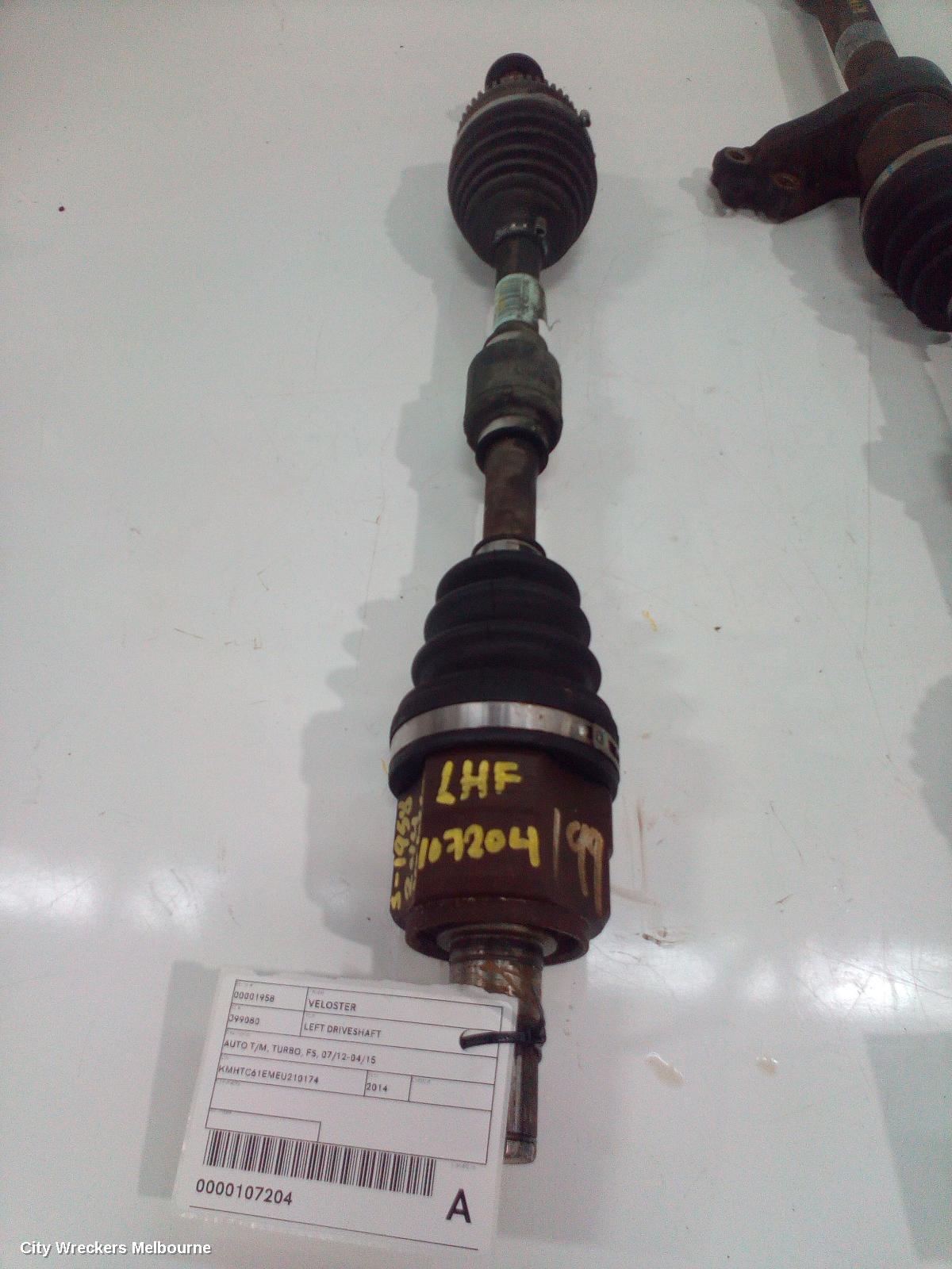 HYUNDAI VELOSTER LEFT DRIVESHAFT, AUTO T/M, TURBO, FS, 07/2012 - 04/2015