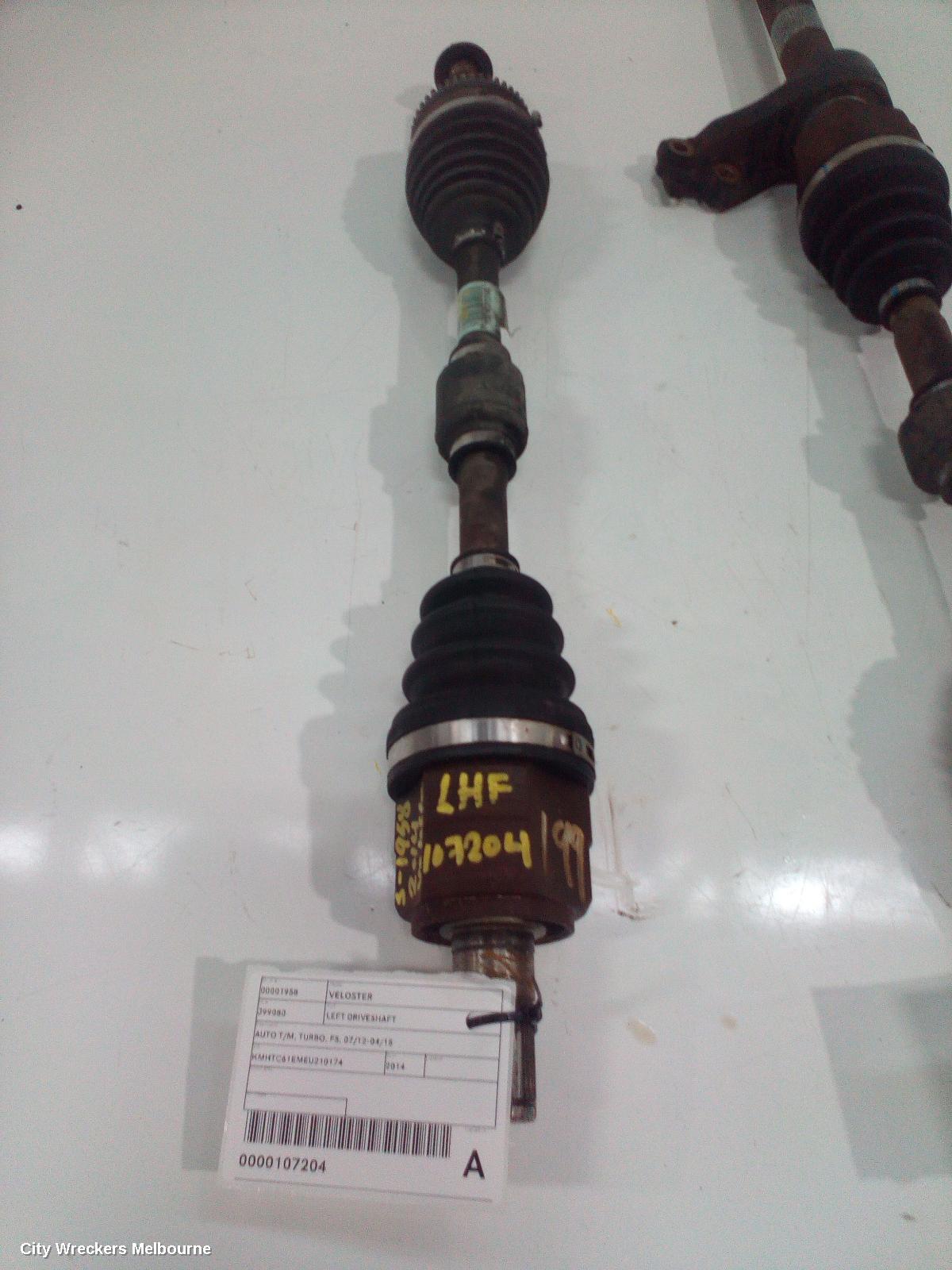HYUNDAI VELOSTER LEFT DRIVESHAFT, AUTO T/M, TURBO, FS, 07/2012 - 04/2015