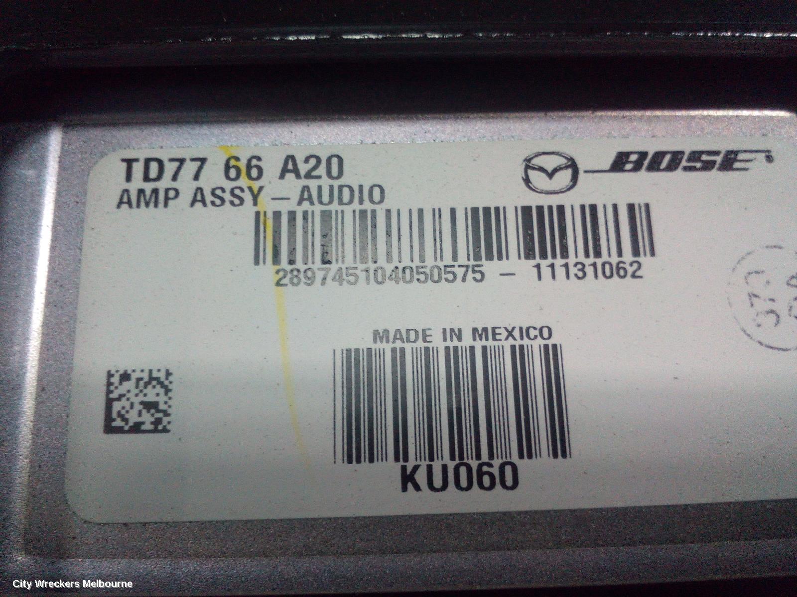 MAZDA CX9 RADIO/CD/DVD/SAT/TV, AMPLIFIER ONLY (ALL BOSE SYSTEM), P/N TD7766A20, TB, 12/2007 - 12/2015