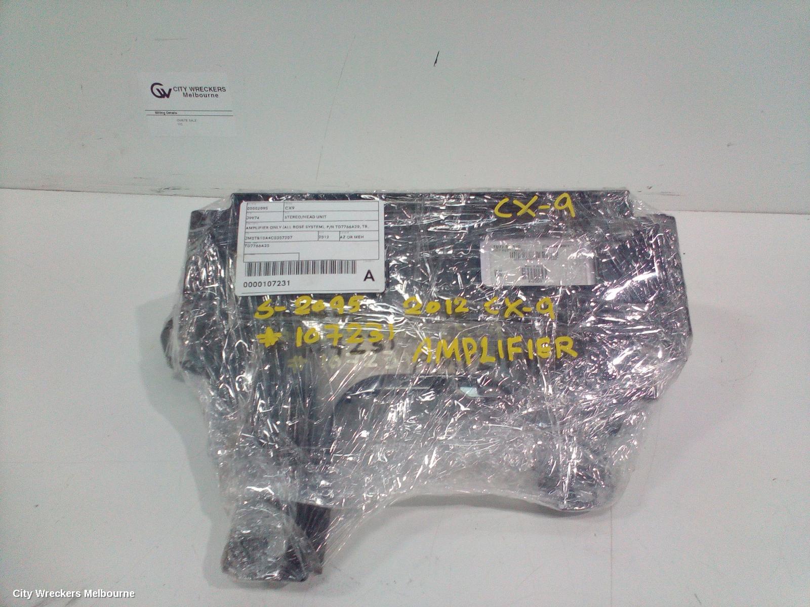 MAZDA CX9 RADIO/CD/DVD/SAT/TV, AMPLIFIER ONLY (ALL BOSE SYSTEM), P/N TD7766A20, TB, 12/2007 - 12/2015
