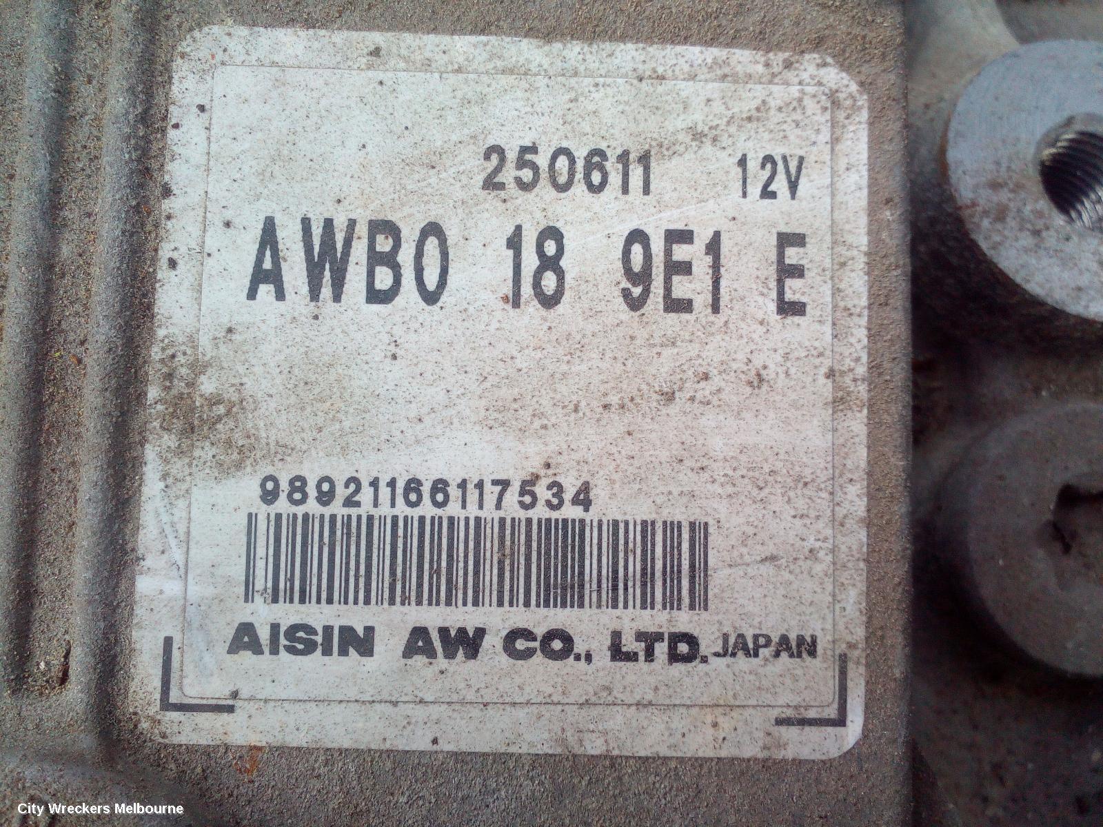MAZDA CX9 TRANS/GEARBOX, AUTO, FWD, PETROL, 3.7, TB, 06/2011 - 12/2015