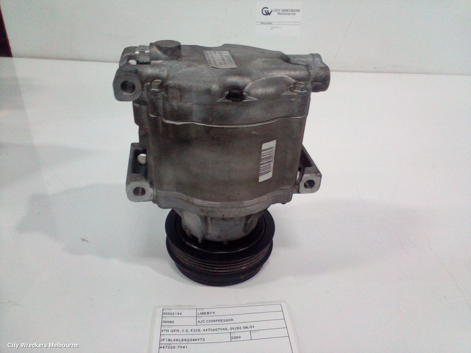 SUBARU LIBERTY A/C COMPRESSOR, 4TH GEN, 2.5, EJ25, 4472607940, 09/2003 - 08/2009