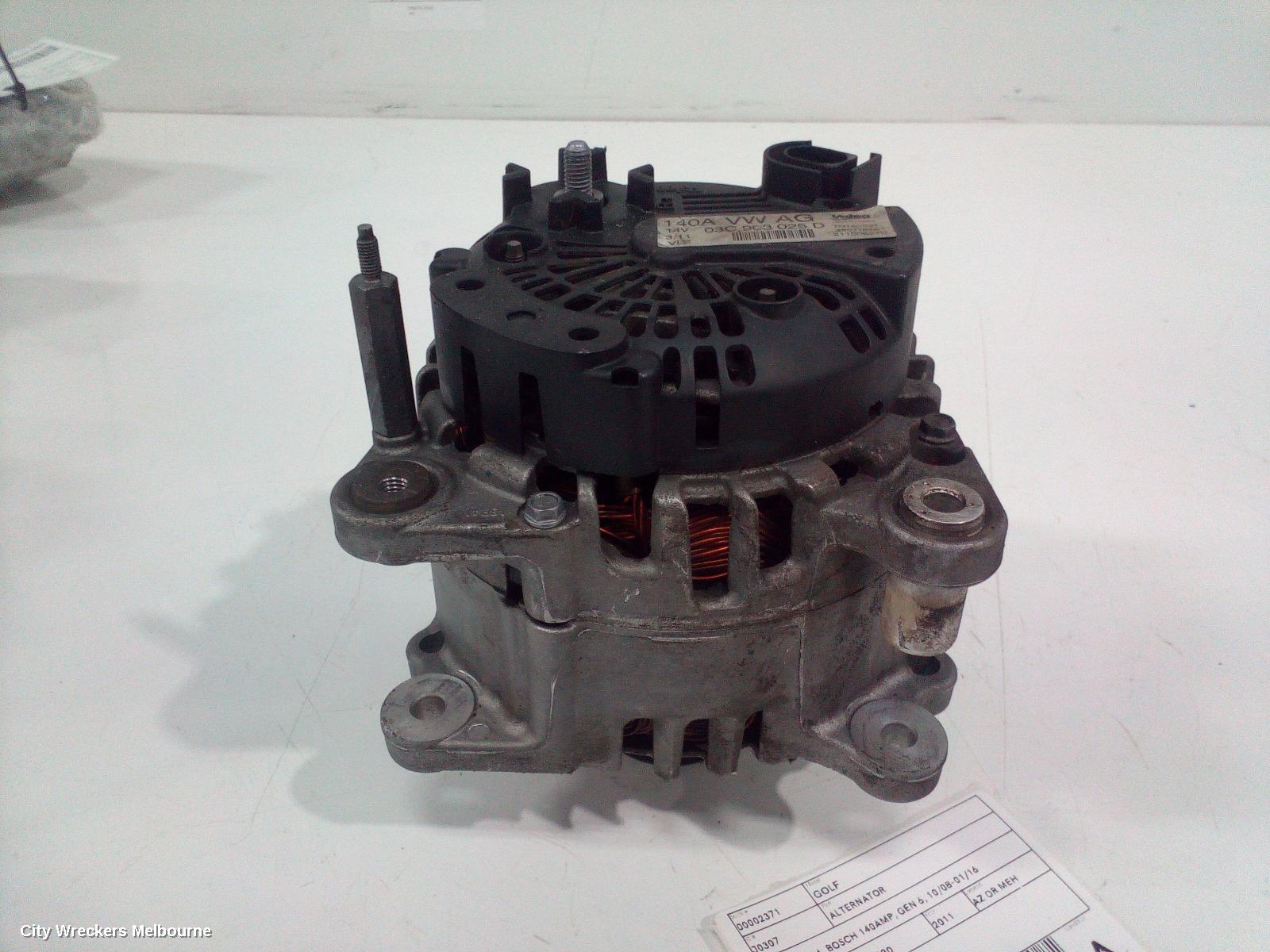 VOLKSWAGEN GOLF ALTERNATOR, PETROL, 1.4, BOSCH 140AMP, GEN 6, 10/2008 - 01/2016