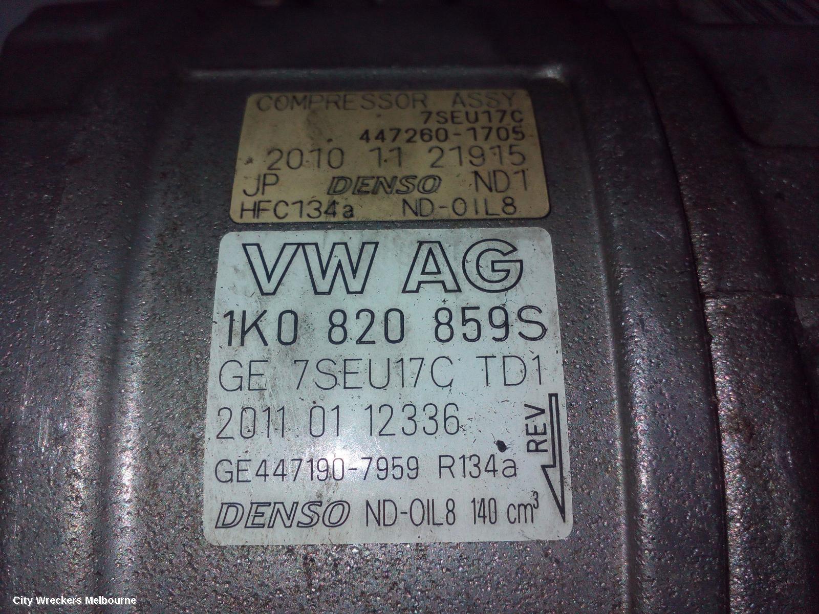 VOLKSWAGEN GOLF A/C COMPRESSOR, GEN 6, PETROL, DENSO BRAND (7SEU17C), 10/2008 - 01/2016