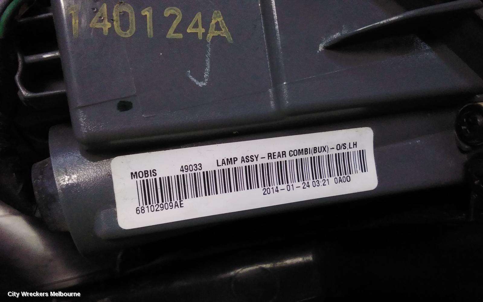 JEEP CHEROKEE LEFT TAILLIGHT, KL, IN BODY, 02/2014 - 03/2018