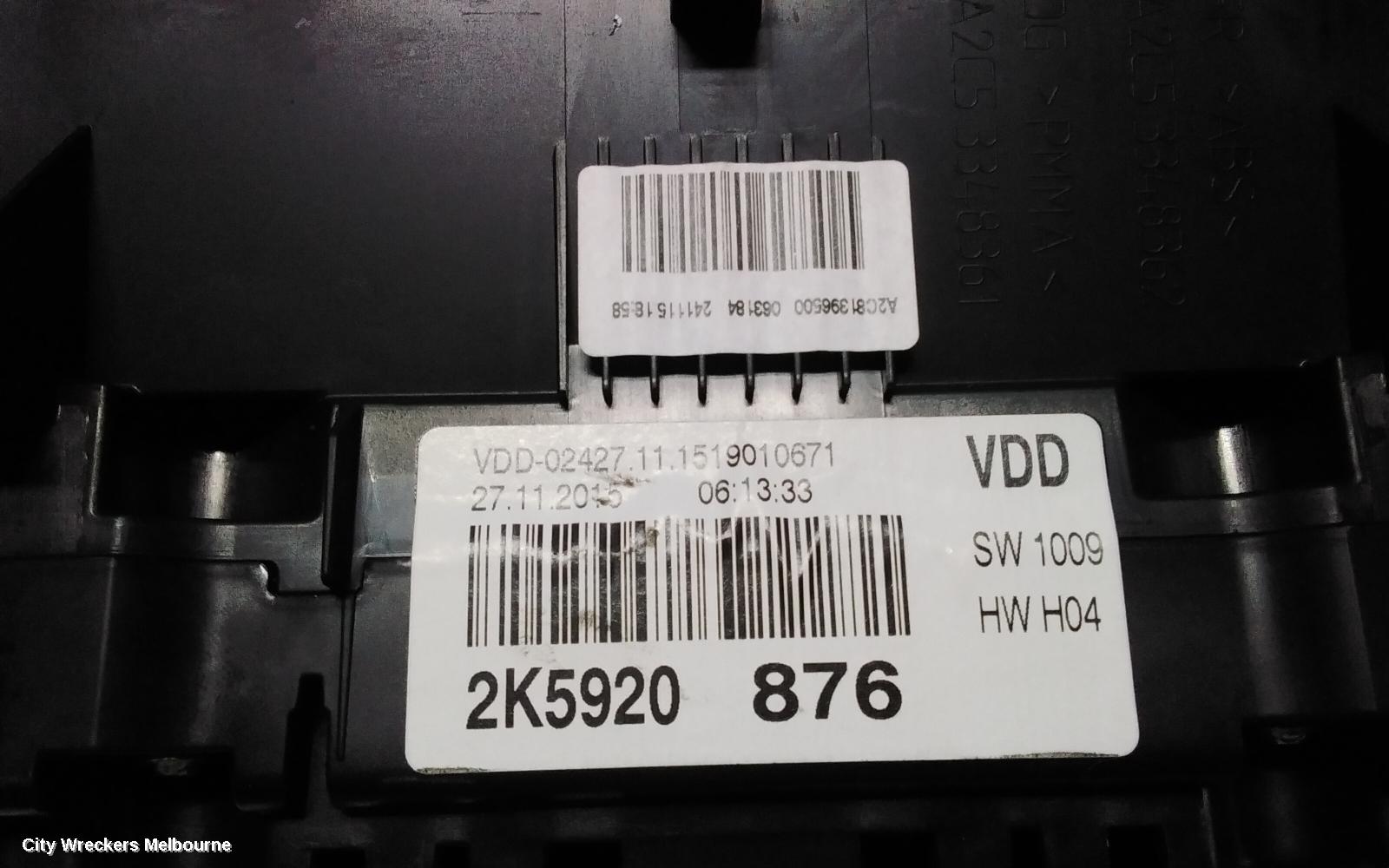 VOLKSWAGEN CADDY INSTRUMENT CLUSTER, PETROL, 2KN, 12/2015 - 02/2021