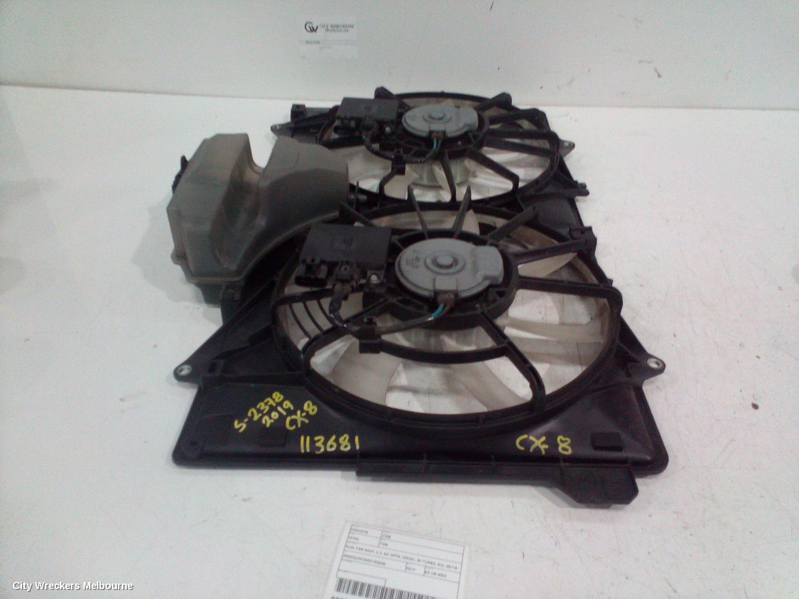 MAZDA CX8 FAN, DUAL FAN ASSY, 2.2, SH-VPTR, DIESEL, BI-TURBO, KG, 05/2018 ONWARDS