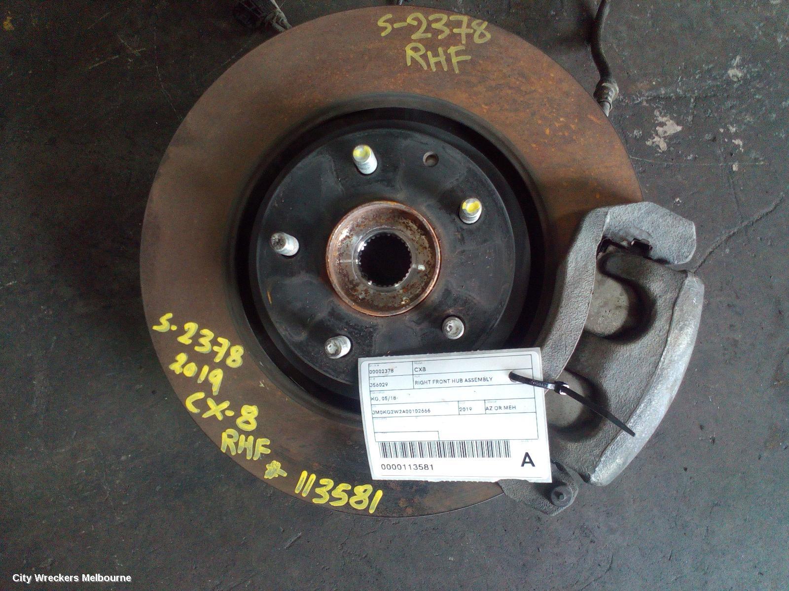 MAZDA CX8 RIGHT FRONT HUB ASSEMBLY, KG, 05/2018 - 12/2023