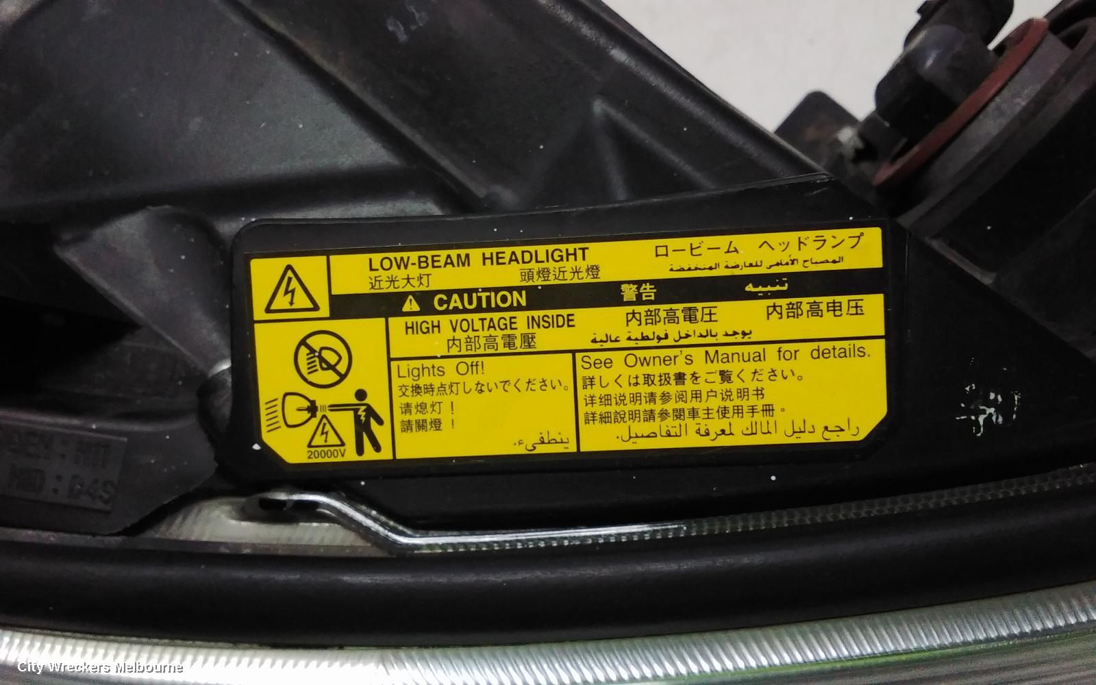 TOYOTA TARAGO RIGHT HEADLAMP, ACR50R, XENON TYPE, 12/2008 - 06/2020