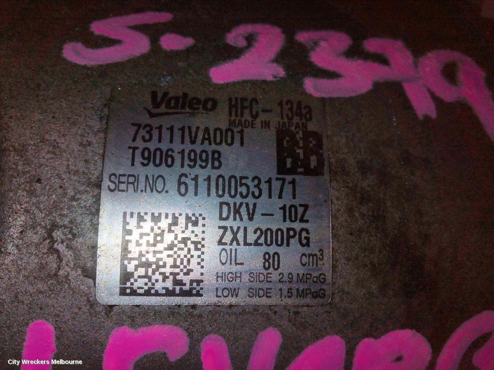 SUBARU LEVORG A/C COMPRESSOR, V1, 2.0, PETROL, 05/2016 - 12/2020