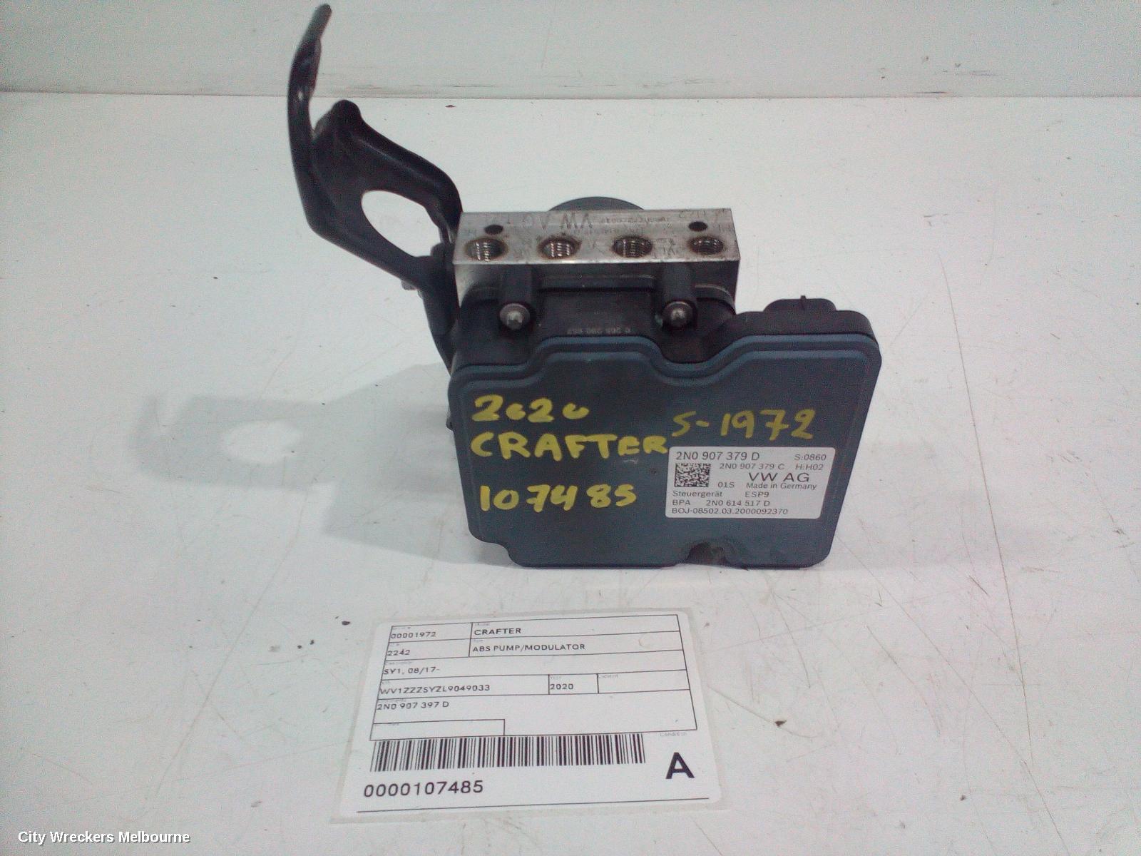 VOLKSWAGEN CRAFTER ABS PUMP/MODULATOR, SY1, 08/2017 ONWARDS