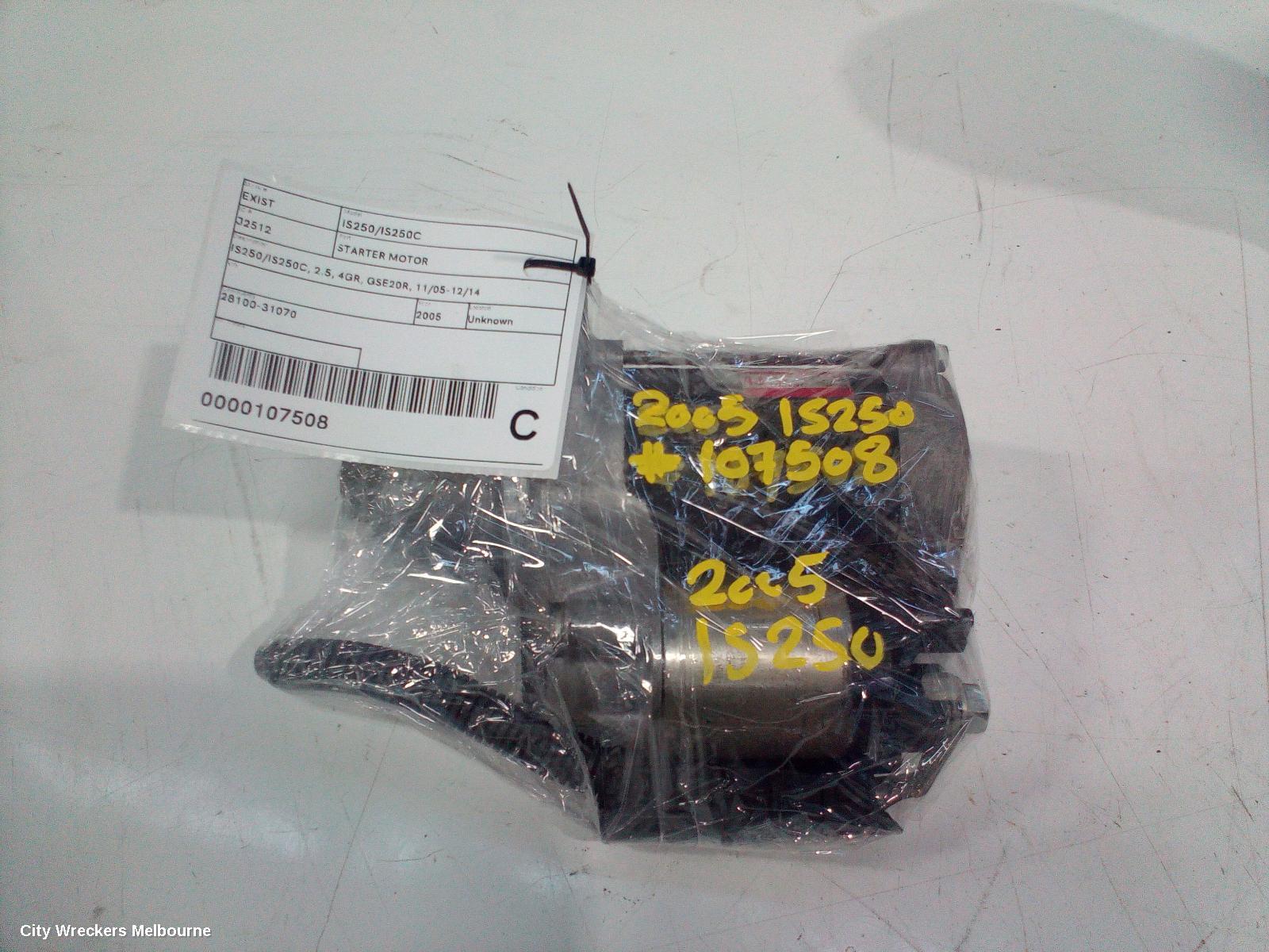 LEXUS IS250/IS250C STARTER, IS250/IS250C, 2.5, 4GR, GSE20R, 11/2005 - 12/2014