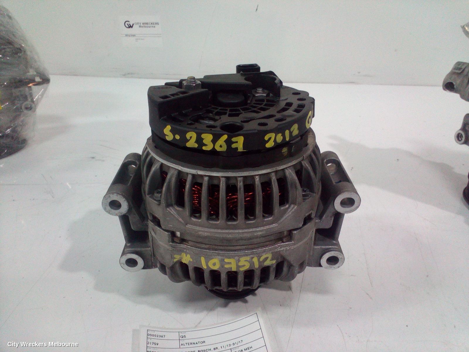 AUDI Q5 ALTERNATOR, PETROL, 2.0, CNCD CODE, BOSCH, 8R, 11/2012 - 01/2017