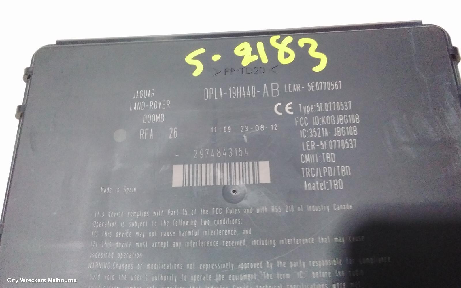 LAND ROVER DISCOVERY, L319,10/2009 - 12/2016, DPLA-19H440-AB  ELECTRONIC MODULE: 107529