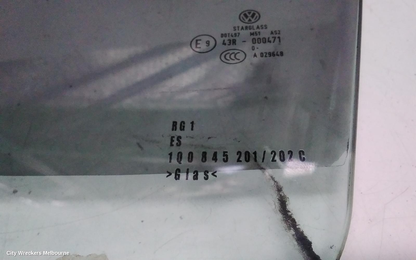 VOLKSWAGEN EOS LEFT FRONT DOOR WINDOW, 1F, 02/2007 - 12/2014