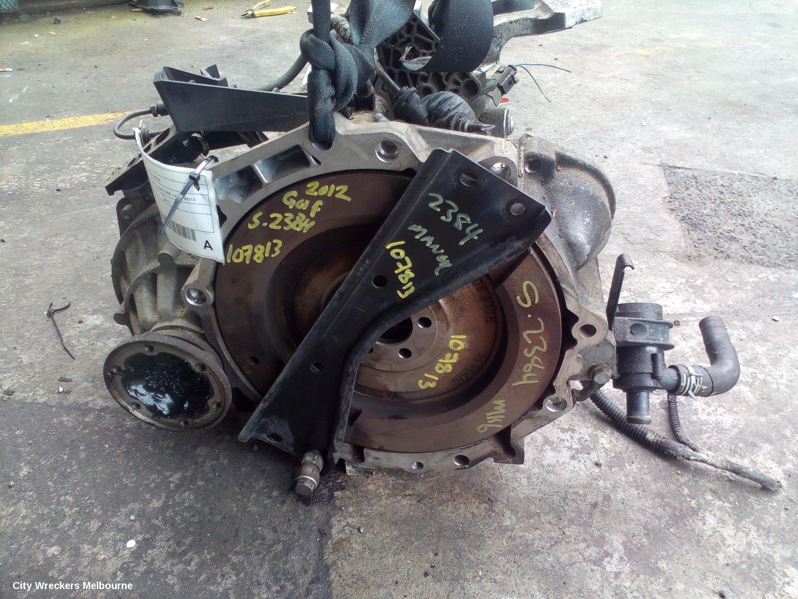 VOLKSWAGEN GOLF TRANS/GEARBOX, MANUAL, PETROL, 1.4, GEN 6, KWB CODE, 10/2008 - 03/2013