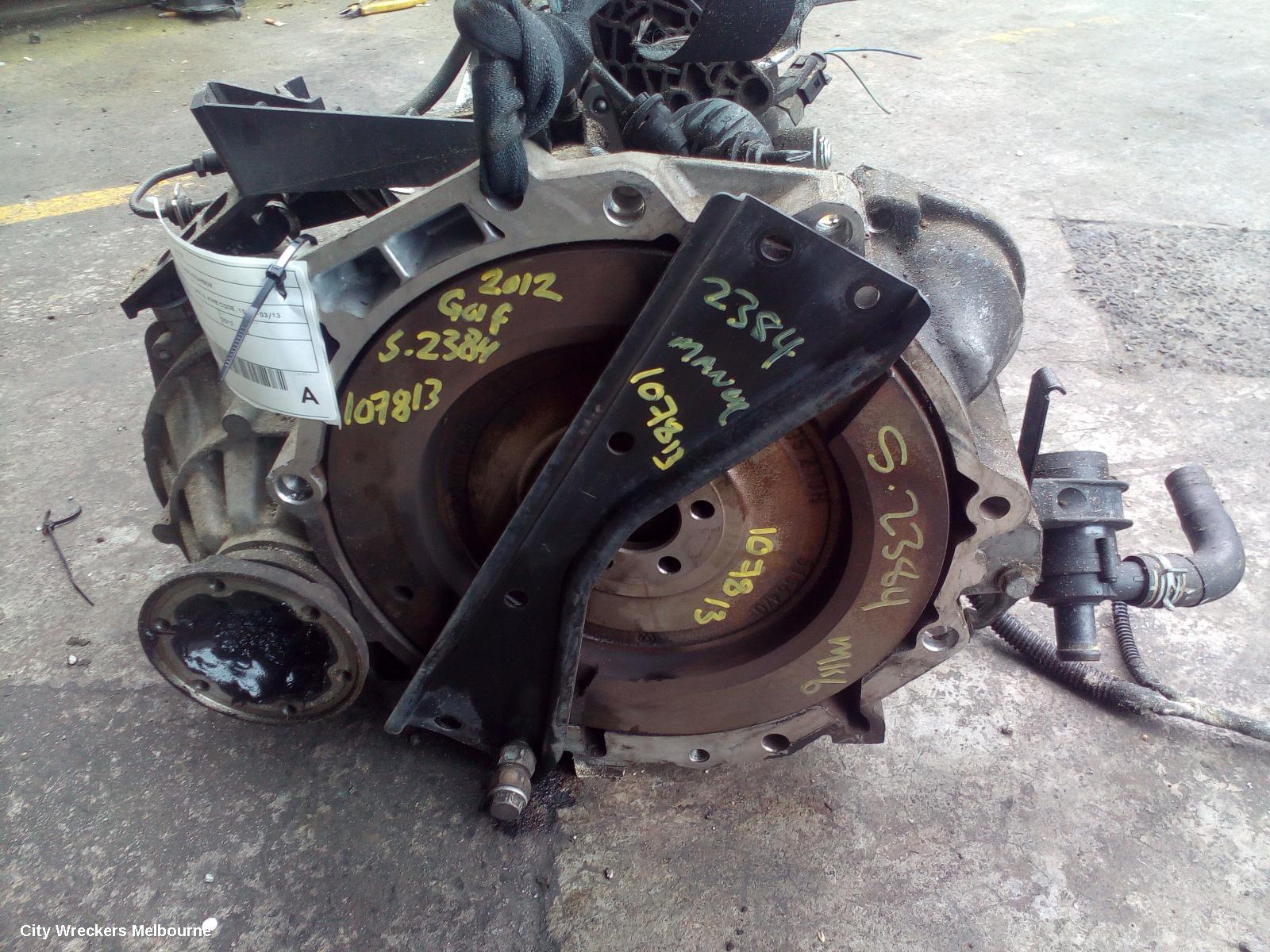 VOLKSWAGEN GOLF TRANS/GEARBOX, MANUAL, PETROL, 1.4, GEN 6, KWB CODE, 10/2008 - 03/2013